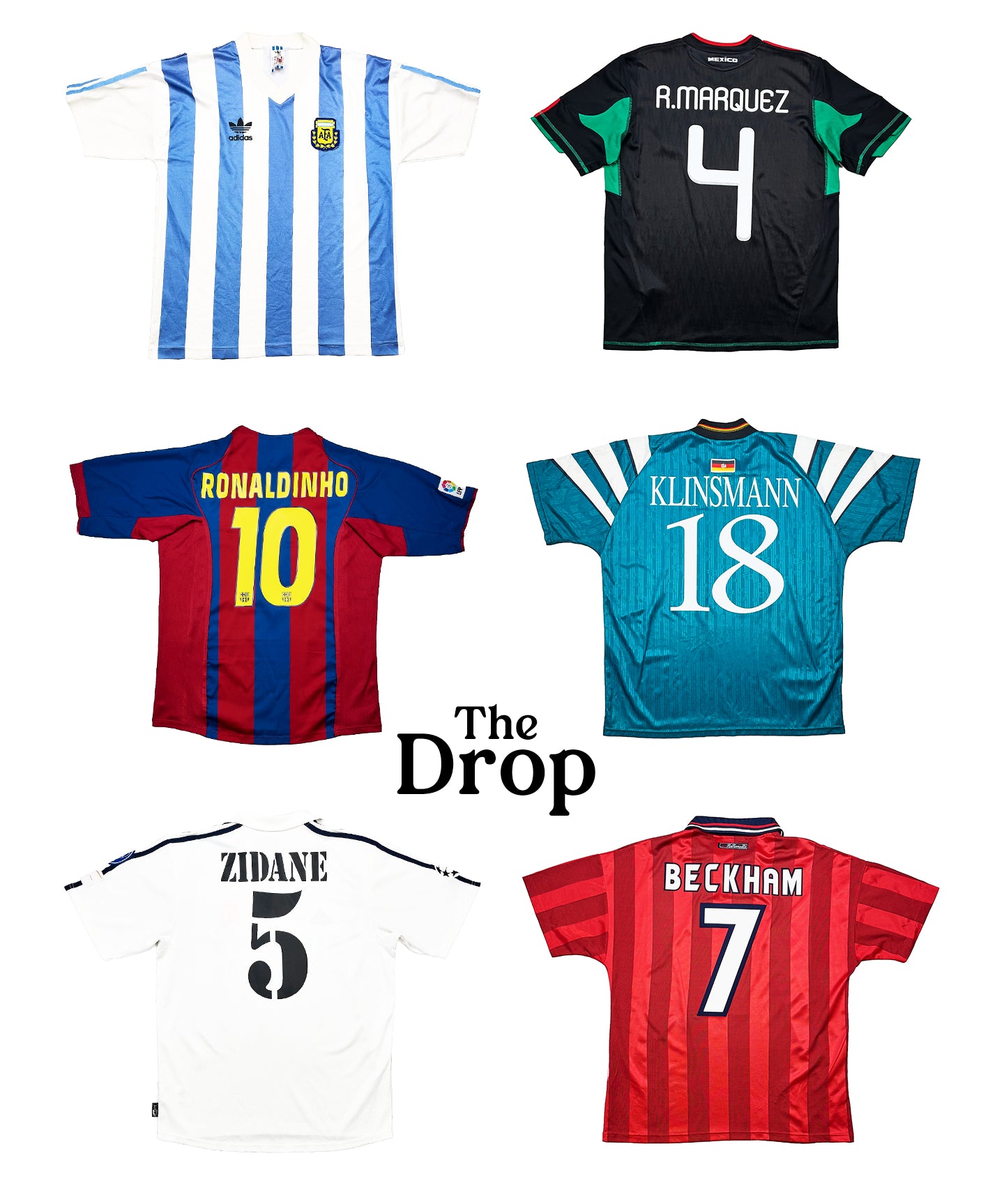 cult kits | new in collection , the drop , Argentina , Mexico , Barcelona , Germany , Real Madrid , England , Marquez , Ronaldinho , Klinsmann , Zidane , Beckham , new shirts every day , classic ,  retro , vintage , football shirts , soccer jersey , authentic football shirts , authentic classic football shirts , authentic soccer jersey