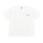 A white short-sleeve crewneck t-shirt with a small 'El Kaiser' graphic printed on the left chest in green and black, displayed flat against a white background.