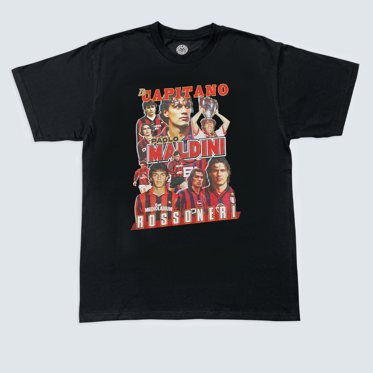 Shop AC MILAN IL CAPITANO MALDINI BOOTLEG TEE, classic football shirts, vintage football shirts & retro soccer jerseys at Cult Kits