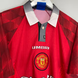 1996/98 MANCHESTER UNITED CANTONA #7 HOME SHIRT (XL) UMBRO
