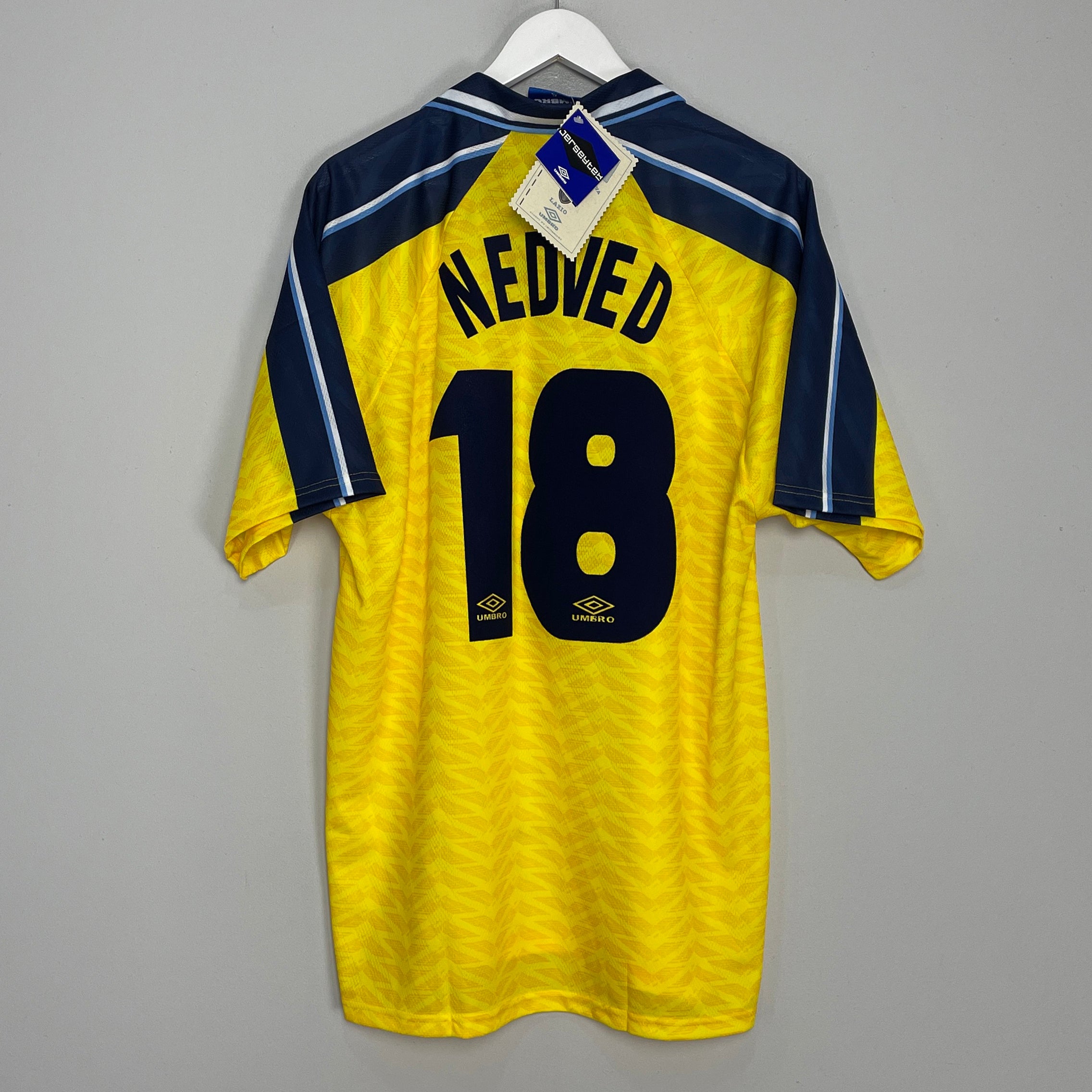 Shop 1996/98 LAZIO NEDVED #18 *BNWT* THIRD SHIRT (XL) UMBRO, classic football shirts, vintage football shirts & retro soccer jerseys at Cult Kits