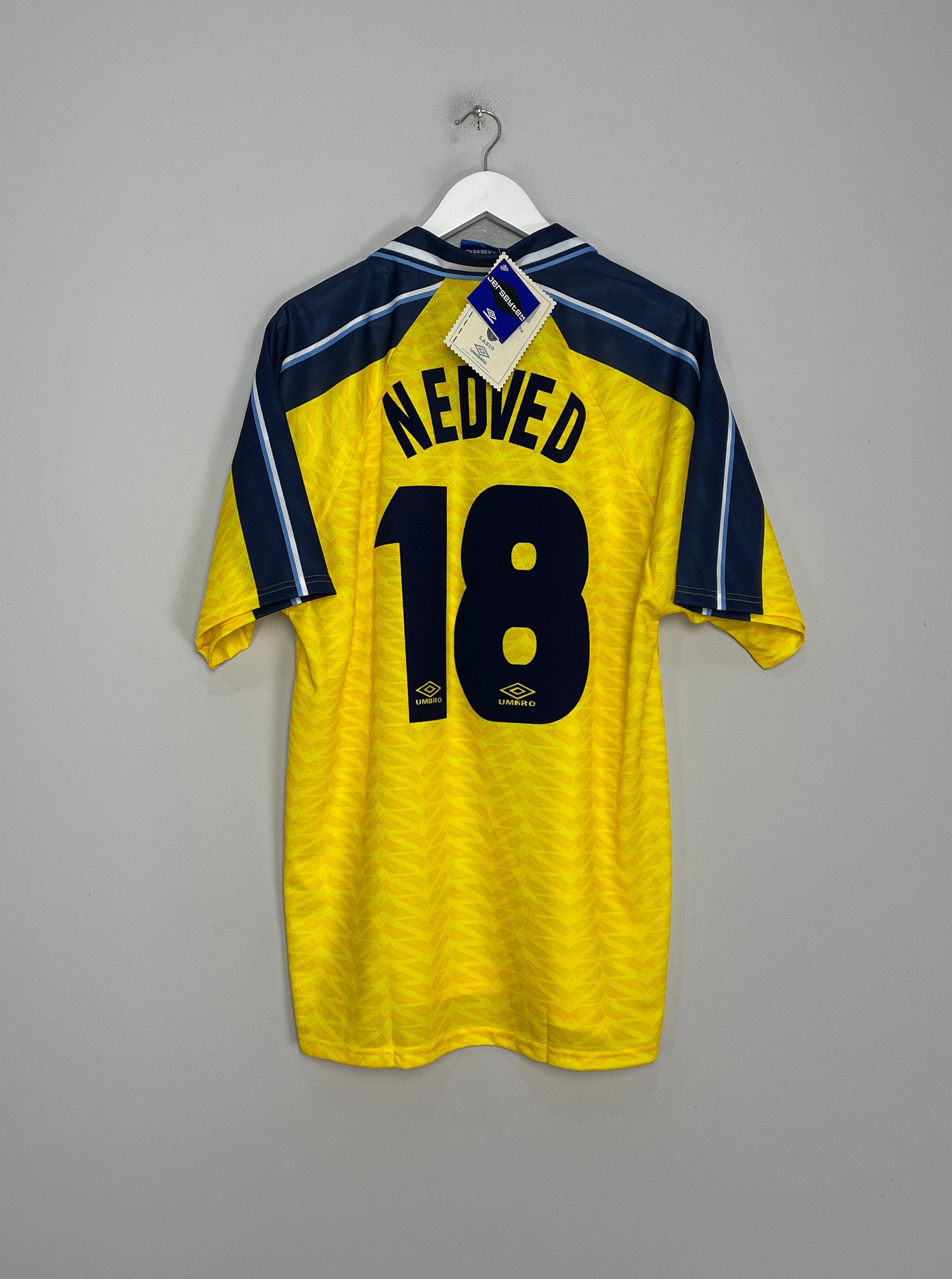 Shop 1996/98 LAZIO NEDVED #18 *BNWT* THIRD SHIRT (XL) UMBRO, classic football shirts, vintage football shirts & retro soccer jerseys at Cult Kits