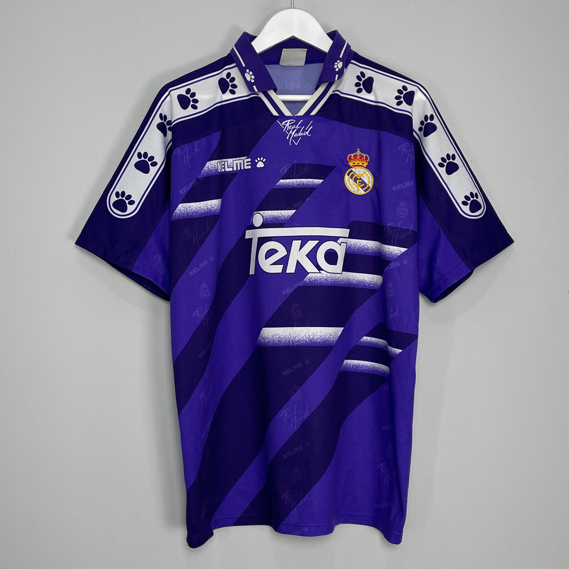 Shop 1994/96 REAL MADRID AWAY SHIRT (L) KELME, classic football shirts, vintage football shirts & retro soccer jerseys at Cult Kits