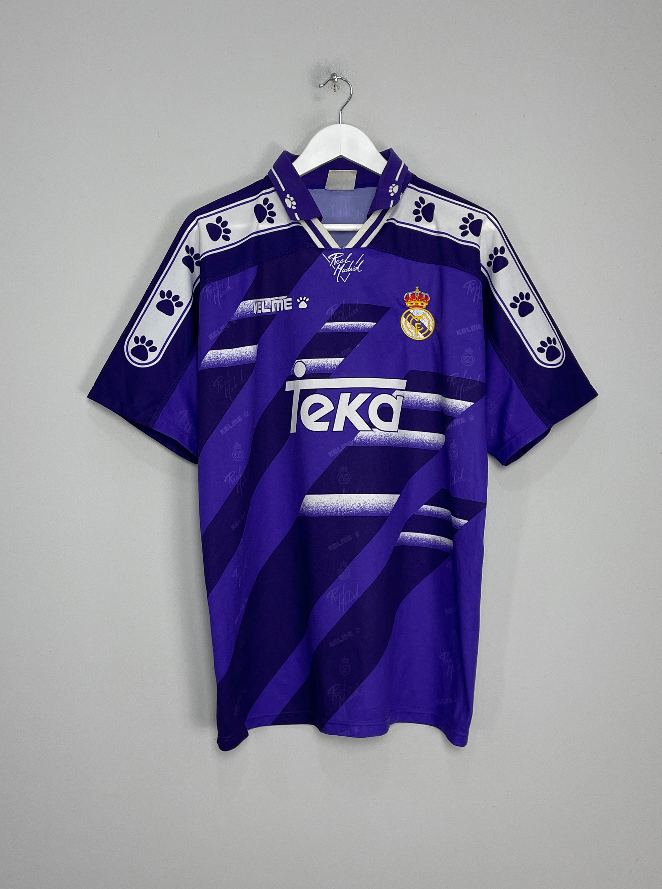 Shop 1994/96 REAL MADRID AWAY SHIRT (L) KELME, classic football shirts, vintage football shirts & retro soccer jerseys at Cult Kits