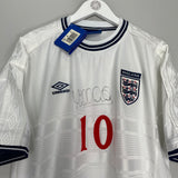 1999/01 ENGLAND OWEN #10 *SIGNED* BNWT HOME SHIRT (XXL) UMBRO