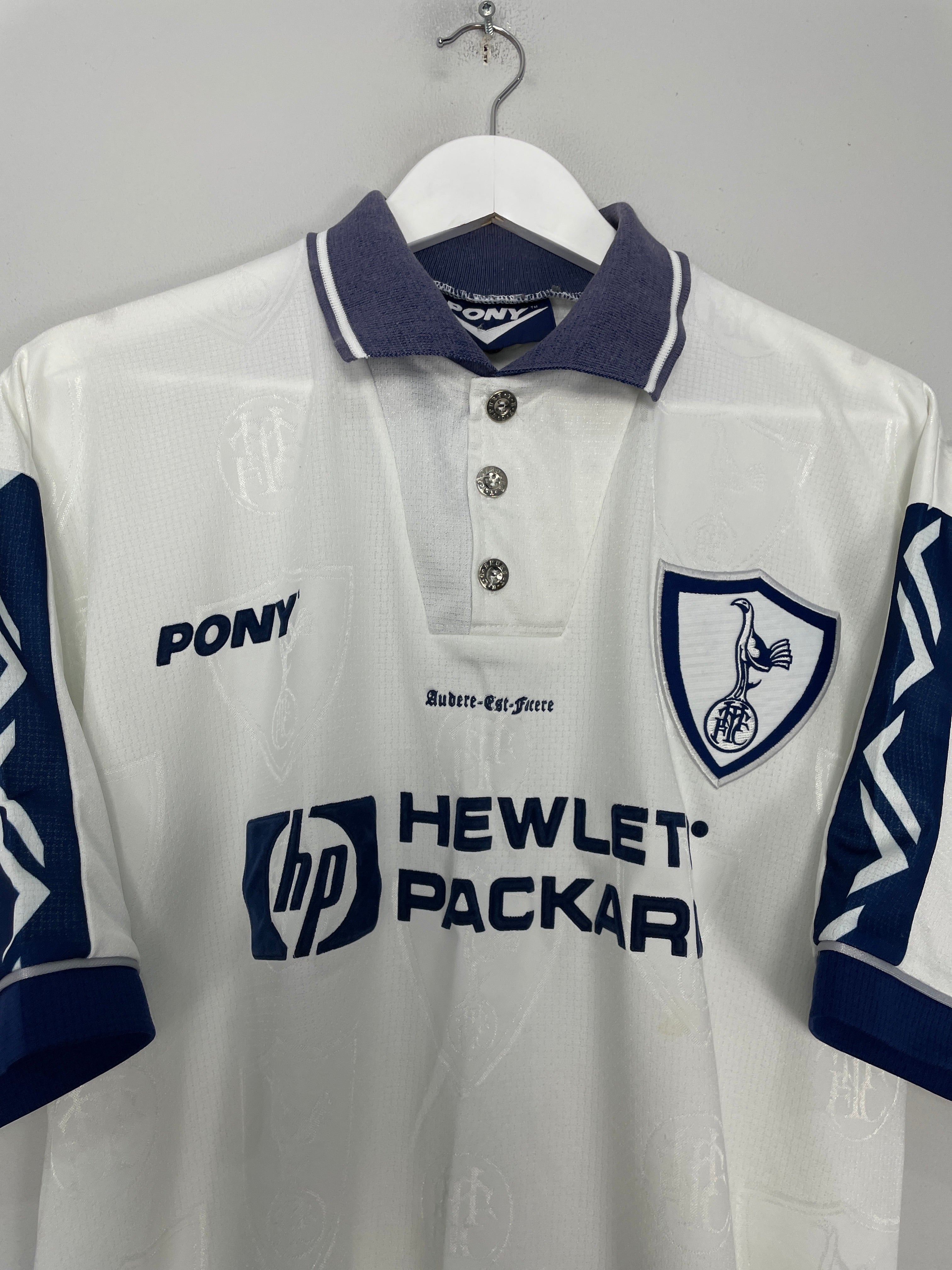 Shop 1995/97 TOTTENHAM HOME SHIRT (L) PONY, classic football shirts, vintage football shirts & retro soccer jerseys at Cult Kits