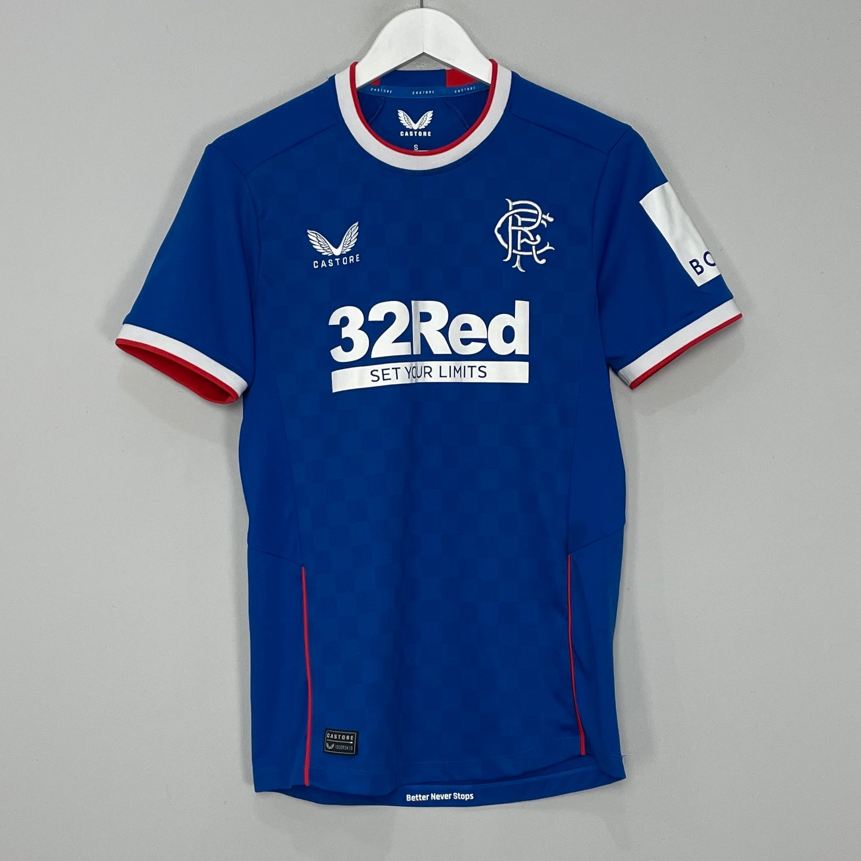 Shop 2022/23 RANGERS HOME SHIRT (S) CASTORE, classic football shirts, vintage football shirts & retro soccer jerseys at Cult Kits