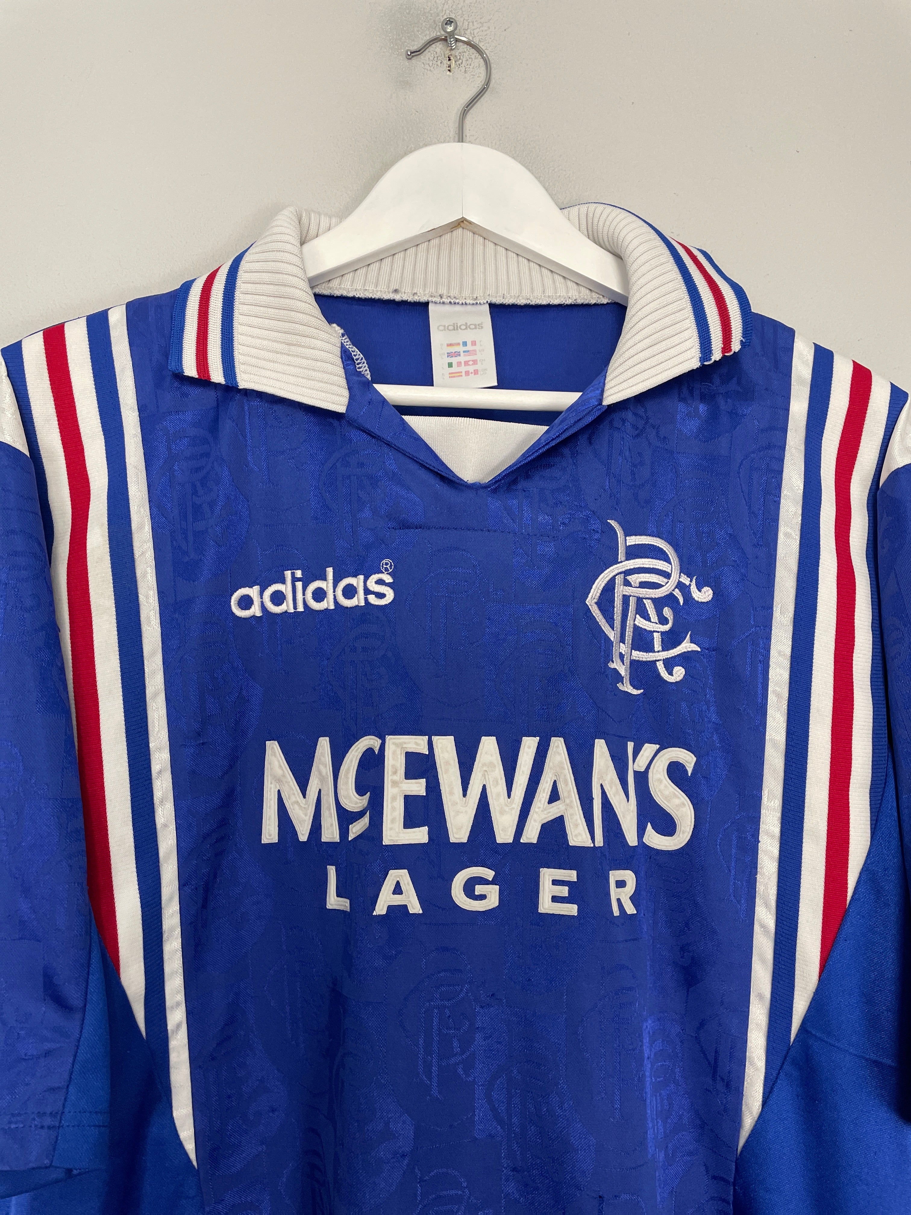 Shop 1996/97 RANGERS HOME SHIRT (L) ADIDAS, classic football shirts, vintage football shirts & retro soccer jerseys at Cult Kits