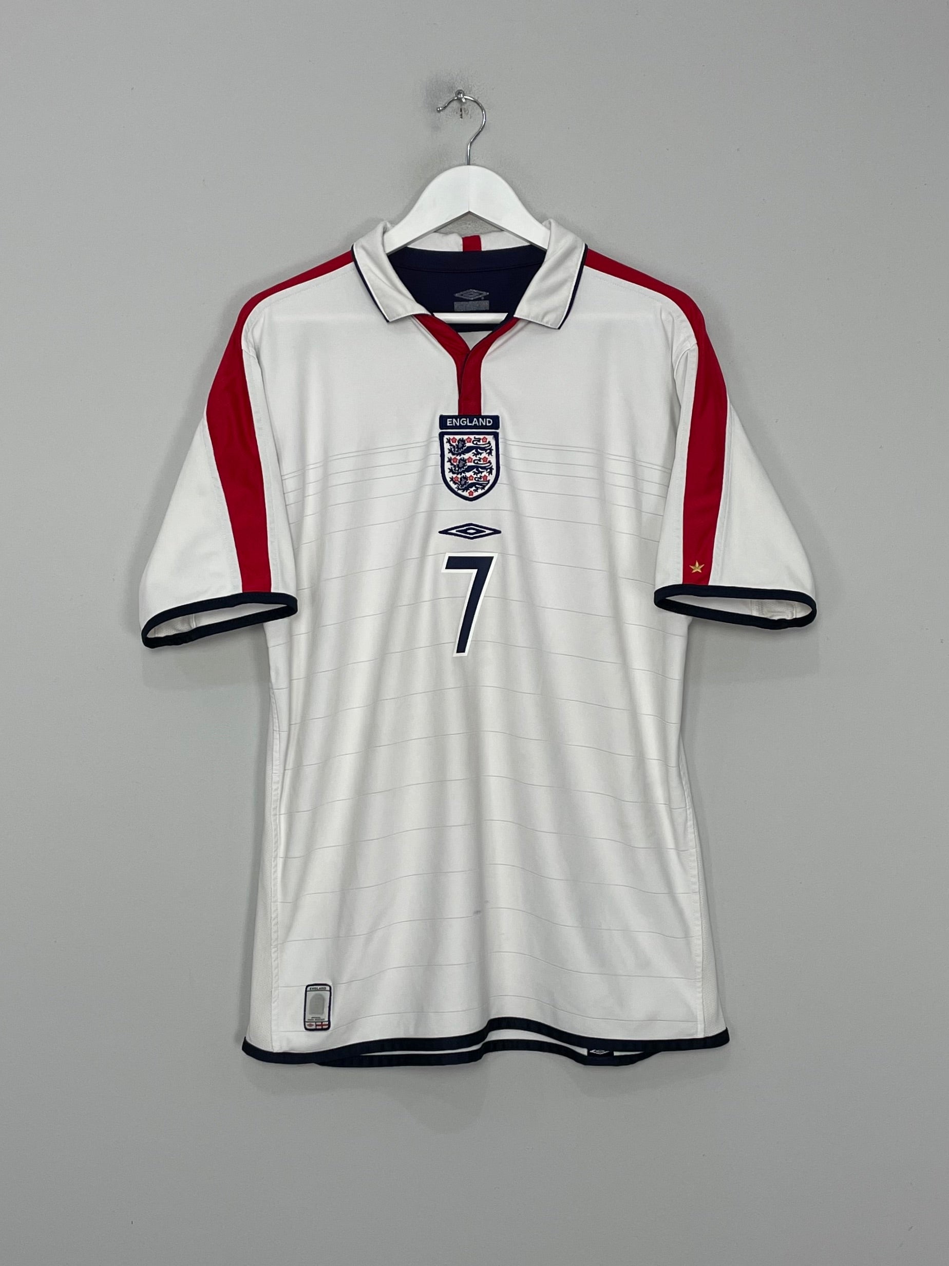 Shop 2003/05 ENGLAND BECKHAM #7 HOME SHIRT (L) UMBRO, classic football shirts, vintage football shirts & retro soccer jerseys at Cult Kits