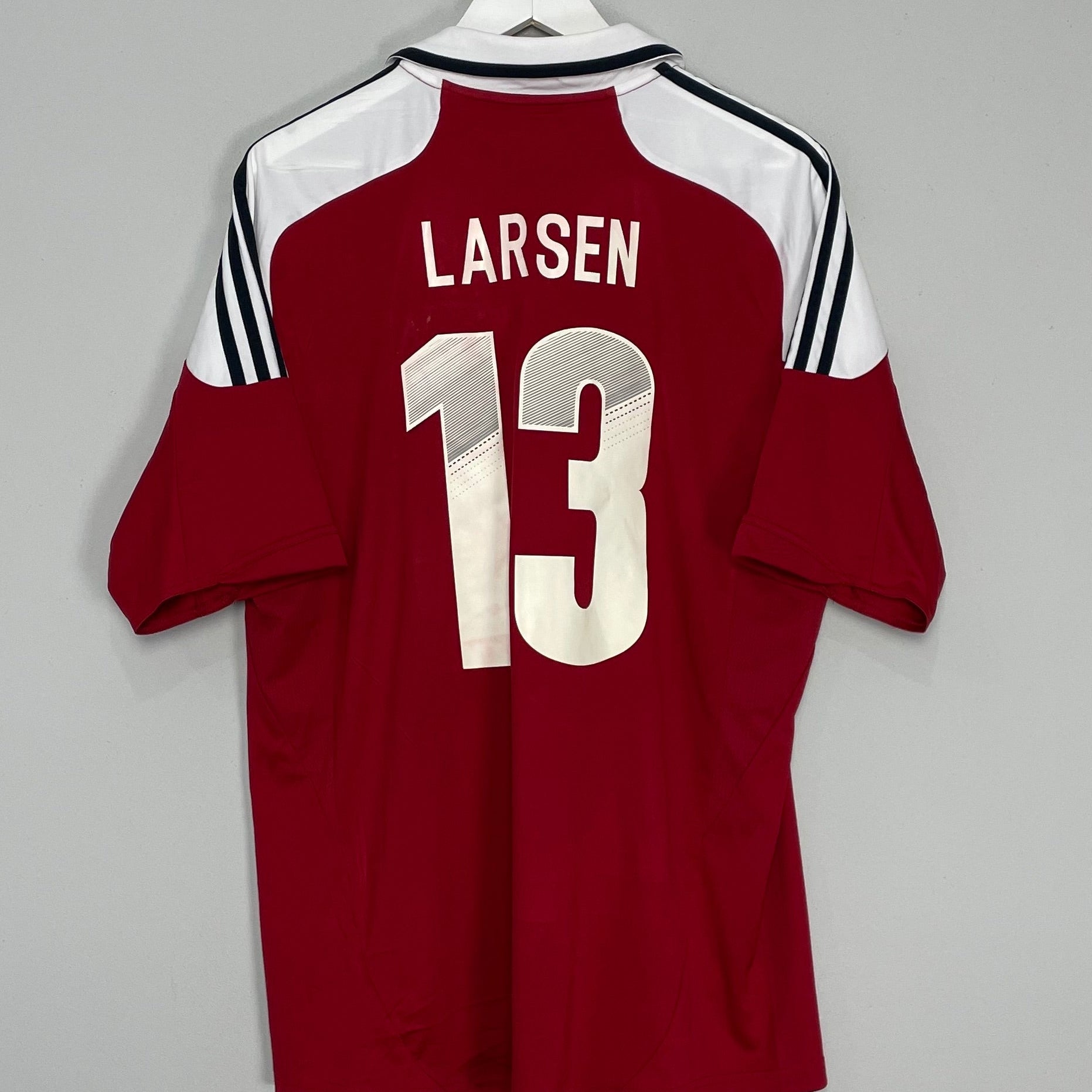 Shop 2012/13 DENMARK LARSEN #13 HOME SHIRT (XL) ADIDAS, classic football shirts, vintage football shirts & retro soccer jerseys at Cult Kits