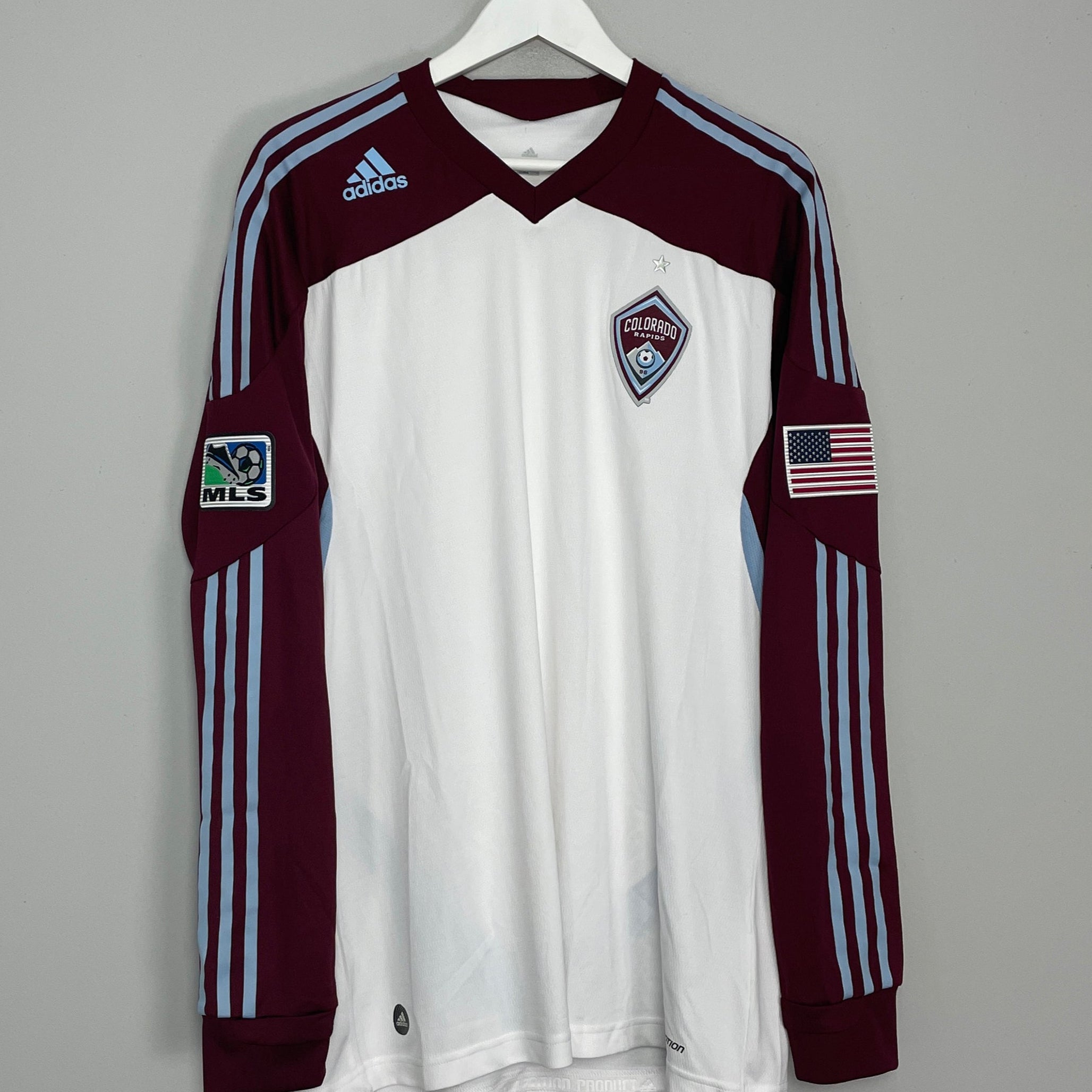 Shop 2013/14 COLORADO RAPIDS *PLAYER ISSUE* L/S AWAY SHIRT (XL) ADIDAS, classic football shirts, vintage football shirts & retro soccer jerseys at Cult Kits