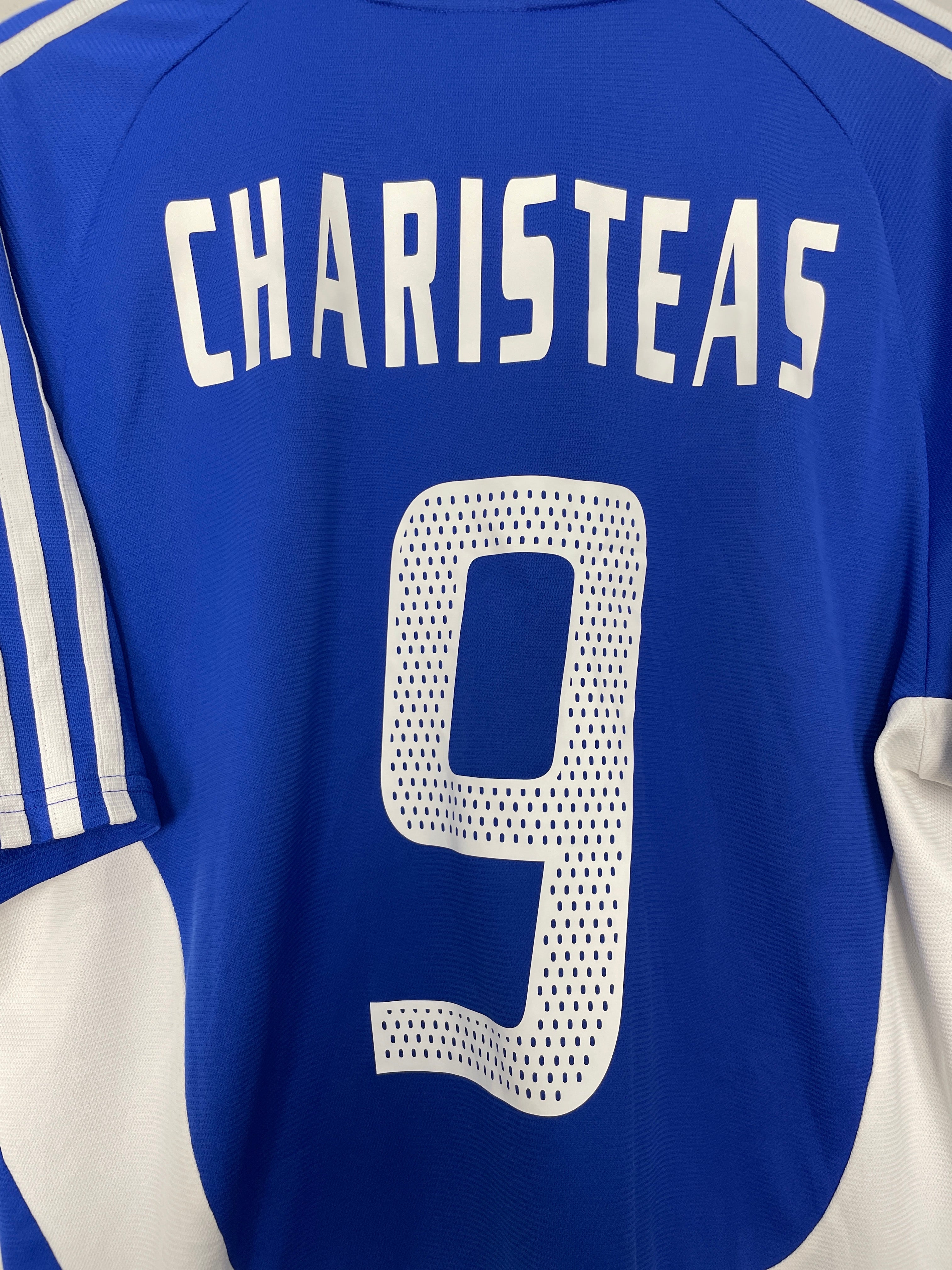 Shop 2004/06 GREECE CHARISTEAS #9 HOME SHIRT (L) ADIDAS, classic football shirts, vintage football shirts & retro soccer jerseys at Cult Kits