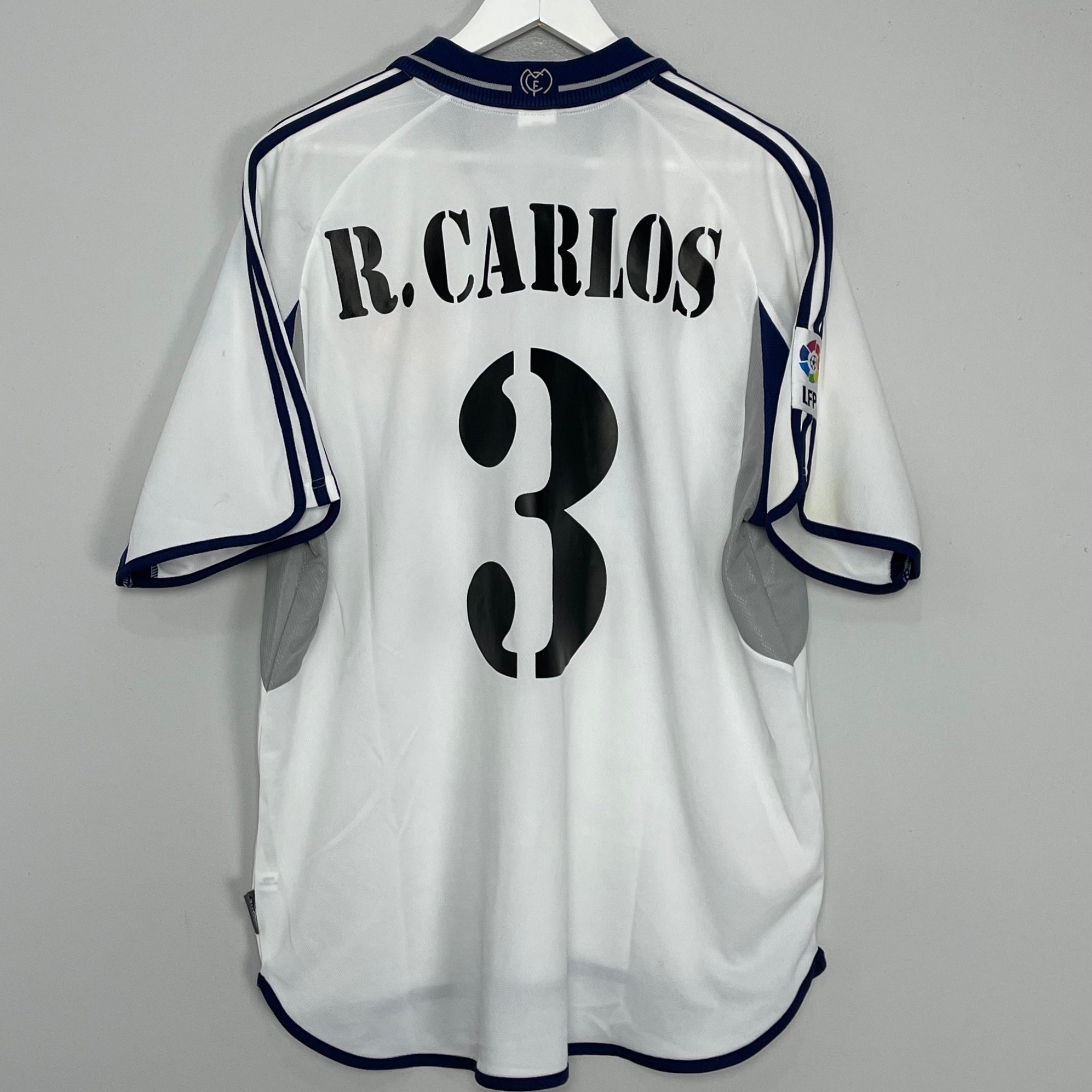 Shop 2000/01 REAL MADRID R.CARLOS #3 HOME SHIRT (XL) ADIDAS, classic football shirts, vintage football shirts & retro soccer jerseys at Cult Kits