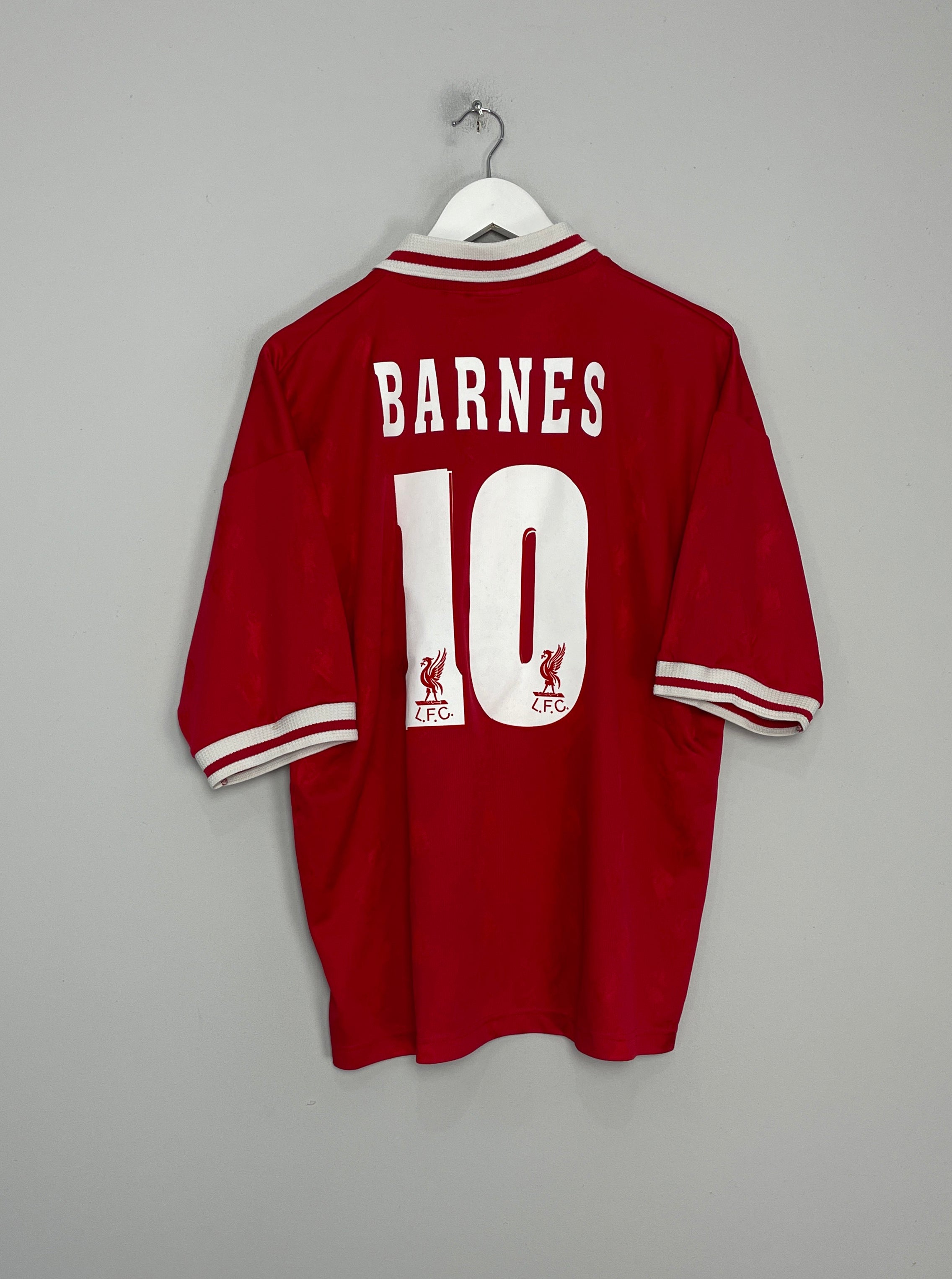 Shop 1996/98 LIVERPOOL BARNES #10 HOME SHIRT (XL) REEBOK, classic football shirts, vintage football shirts & retro soccer jerseys at Cult Kits