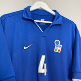 Shop 1997/98 ITALY CANNAVARO #4 HOME SHIRT (XL) NIKE, classic football shirts, vintage football shirts & retro soccer jerseys at Cult Kits