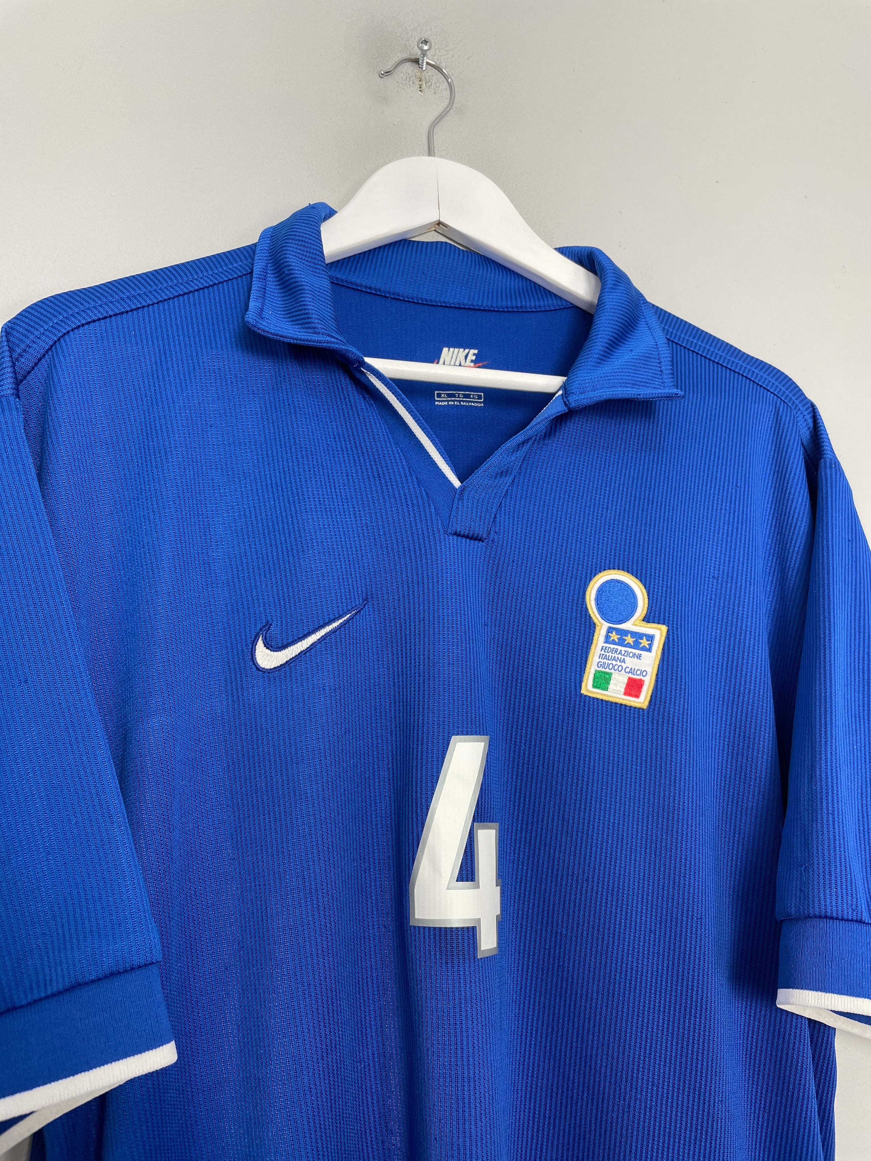 Shop 1997/98 ITALY CANNAVARO #4 HOME SHIRT (XL) NIKE, classic football shirts, vintage football shirts & retro soccer jerseys at Cult Kits