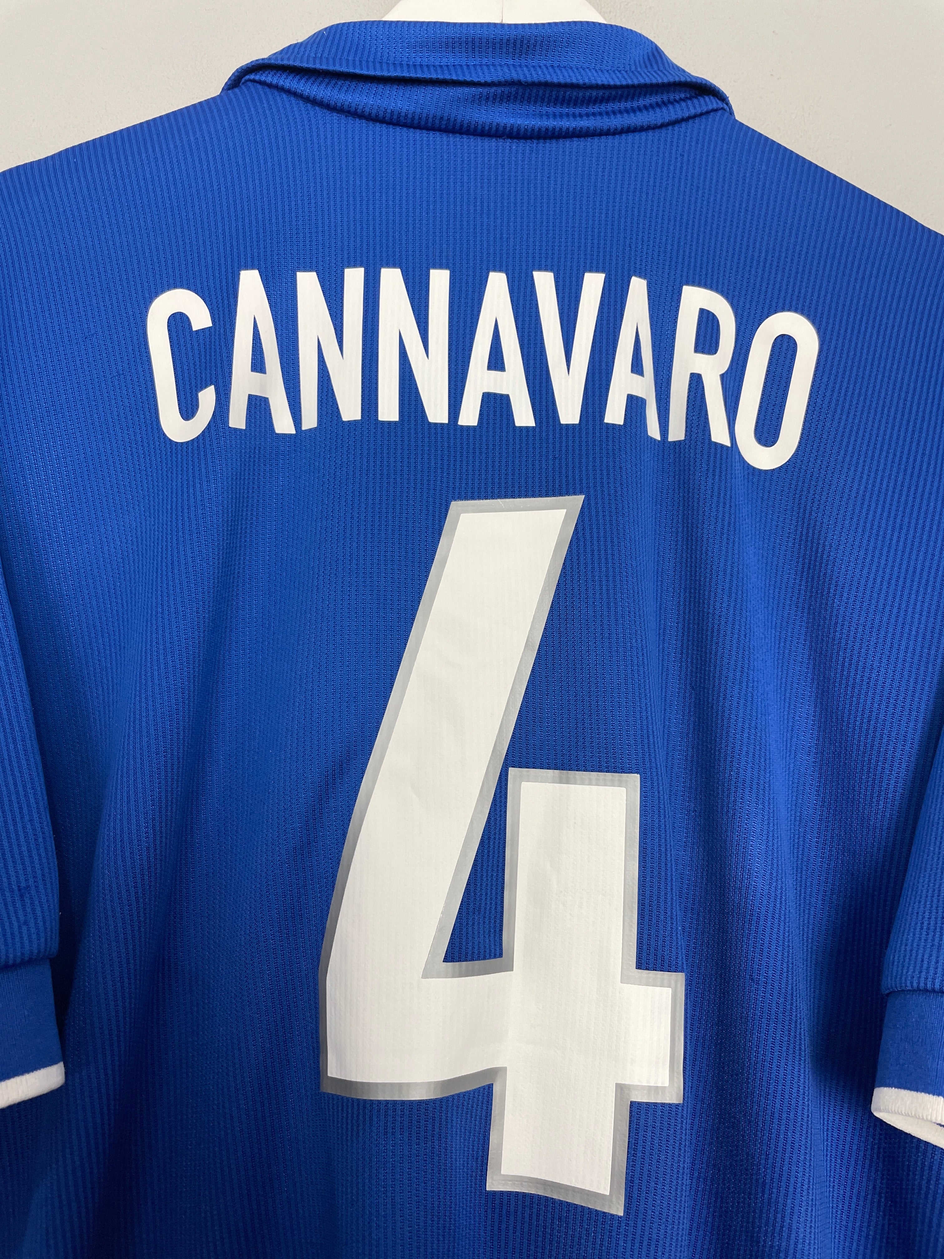 Shop 1997/98 ITALY CANNAVARO #4 HOME SHIRT (XL) NIKE, classic football shirts, vintage football shirts & retro soccer jerseys at Cult Kits