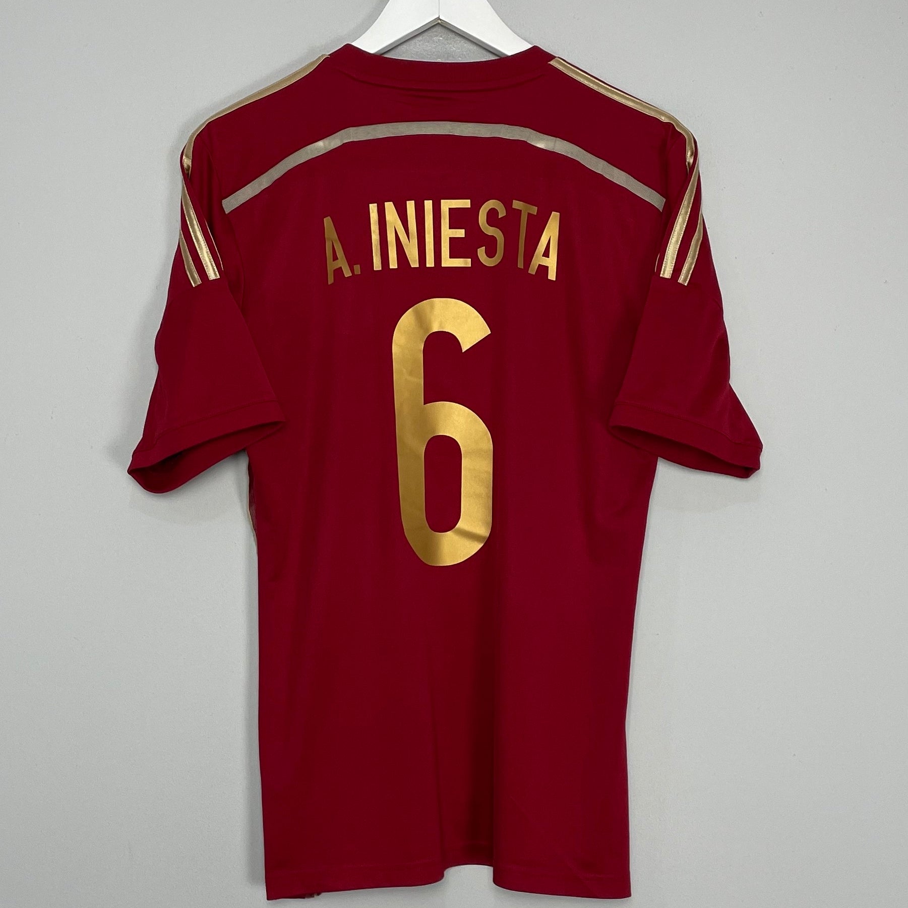 Shop 2013/15 SPAIN A.INIESTA #6 HOME SHIRT (M) ADIDAS, classic football shirts, vintage football shirts & retro soccer jerseys at Cult Kits
