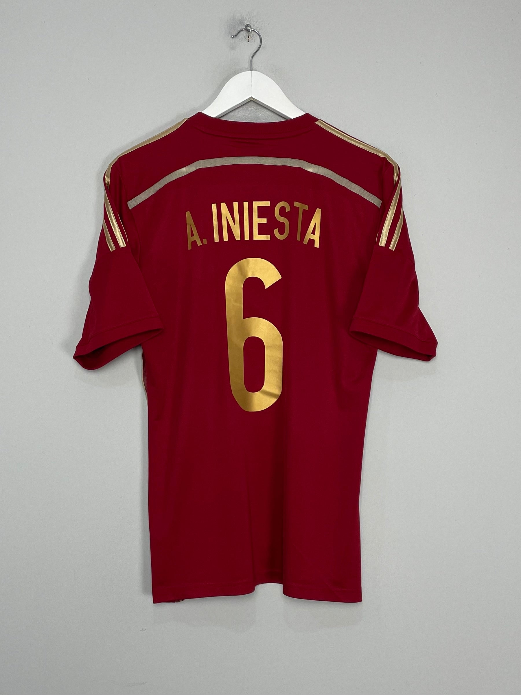 Shop 2013/15 SPAIN A.INIESTA #6 HOME SHIRT (M) ADIDAS, classic football shirts, vintage football shirts & retro soccer jerseys at Cult Kits