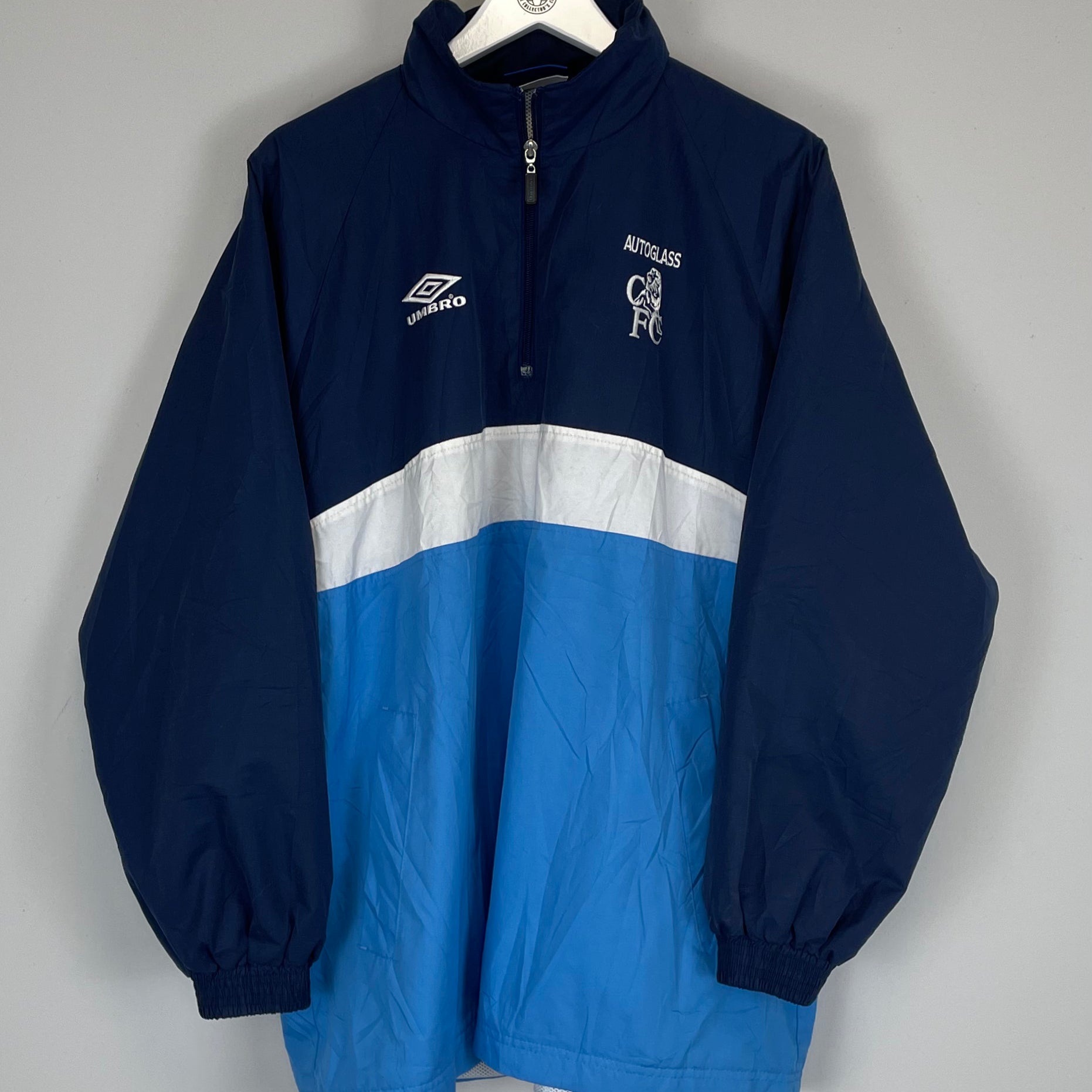 Shop 1999/01 CHELSEA 1/4 ZIP JACKET (M) UMBRO, classic football shirts, vintage football shirts & retro soccer jerseys at Cult Kits