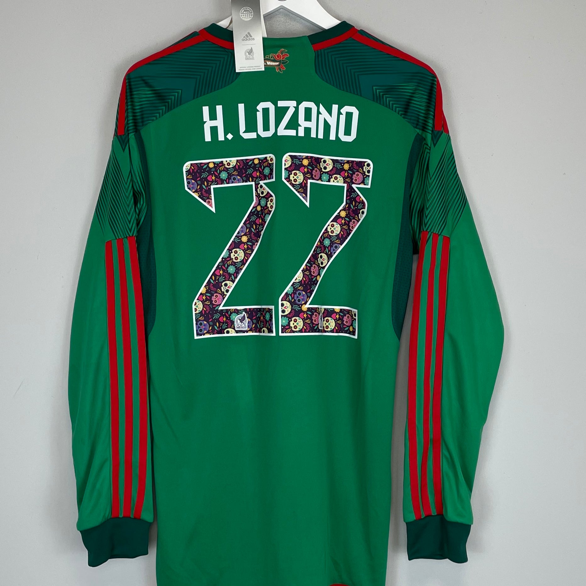 Shop 2022/23 MEXICO LOZANO #22 *BNWT* L/S HOME SHIRT (M) ADIDAS, classic football shirts, vintage football shirts & retro soccer jerseys at Cult Kits