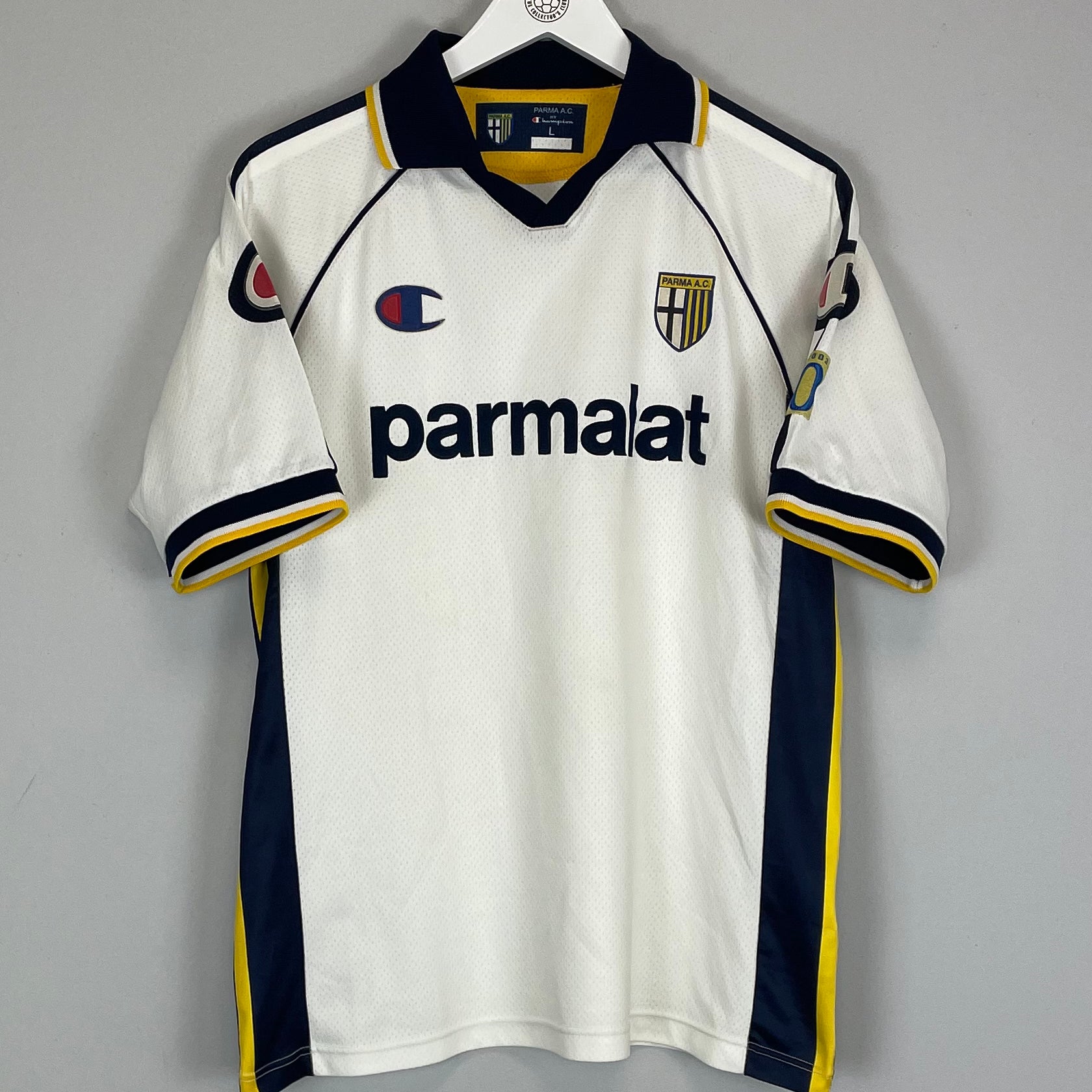 Shop 2003/04 PARMA AWAY SHIRT (L) CHAMPION, classic football shirts, vintage football shirts & retro soccer jerseys at Cult Kits