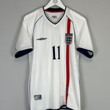 Shop 2001/03 ENGLAND HESKEY #11 HOME SHIRT (M) UMBRO, classic football shirts, vintage football shirts & retro soccer jerseys at Cult Kits