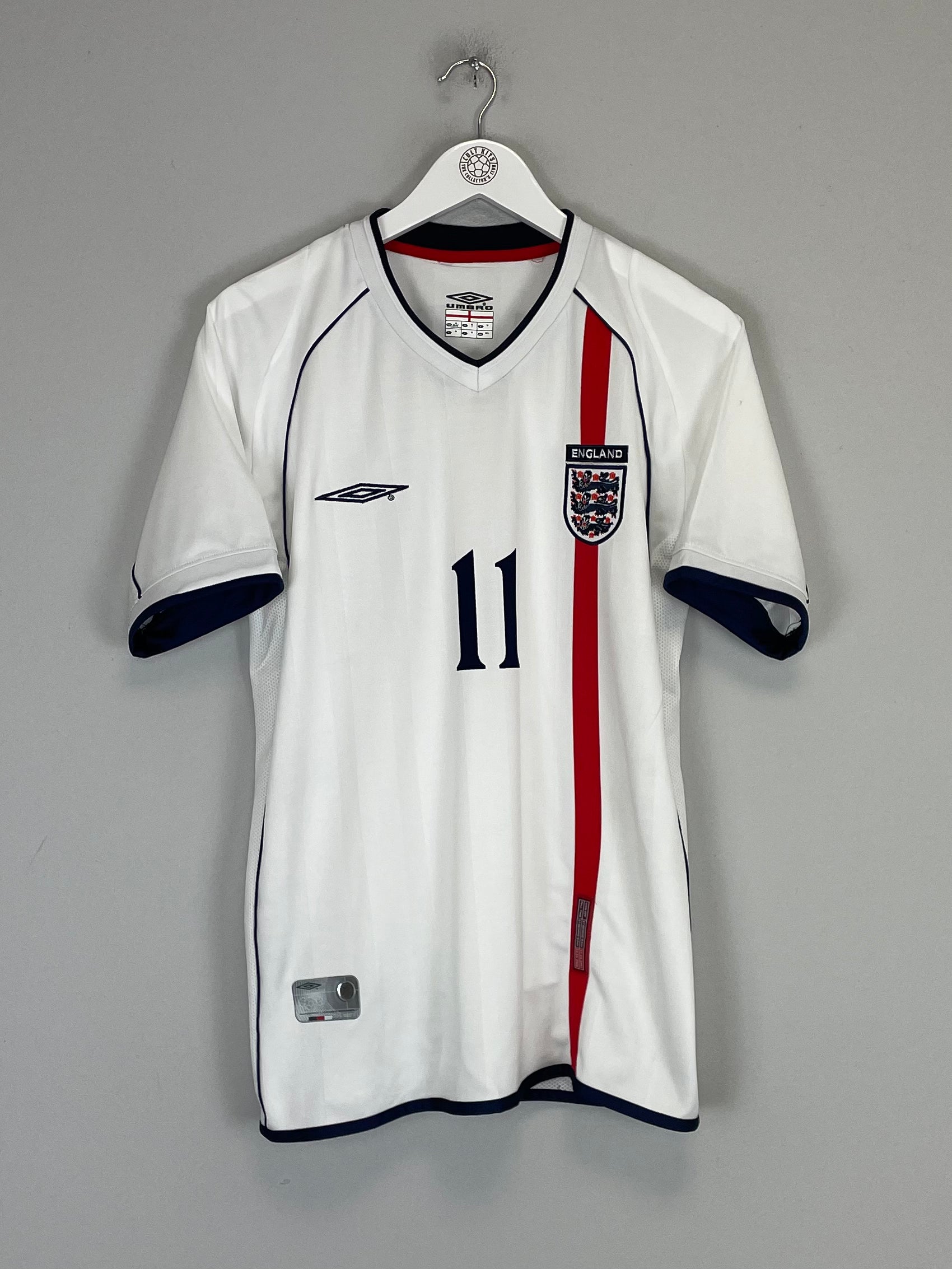 Shop 2001/03 ENGLAND HESKEY #11 HOME SHIRT (M) UMBRO, classic football shirts, vintage football shirts & retro soccer jerseys at Cult Kits