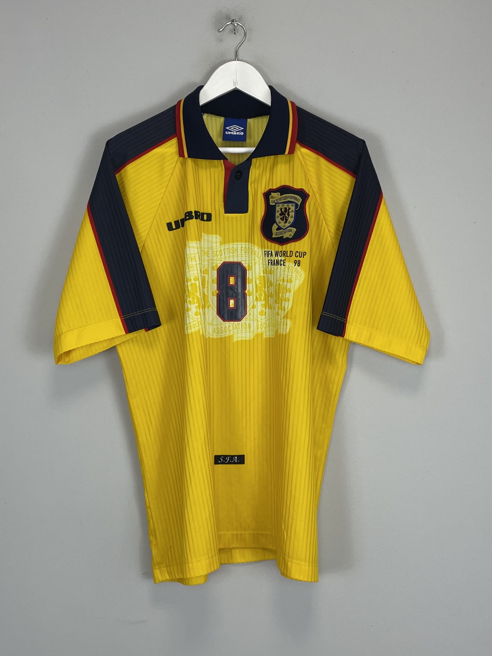 Shop 1996/98 SCOTLAND BURLEY #8 AWAY SHIRT (XL) UMBRO, classic football shirts, vintage football shirts & retro soccer jerseys at Cult Kits