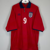 Shop 1999/01 ENGLAND SHEARER #9 AWAY SHIRT (XXL) UMBRO, classic football shirts, vintage football shirts & retro soccer jerseys at Cult Kits