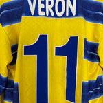 Shop 1998/99 PARMA VERON #11 L/S HOME SHIRT (M) LOTTO, classic football shirts, vintage football shirts & retro soccer jerseys at Cult Kits