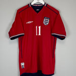 Shop 2002/04 ENGLAND HESKEY #11 AWAY SHIRT (L) UMBRO, classic football shirts, vintage football shirts & retro soccer jerseys at Cult Kits