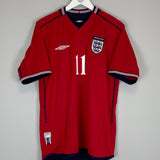 Shop 2002/04 ENGLAND HESKEY #11 AWAY SHIRT (L) UMBRO, classic football shirts, vintage football shirts & retro soccer jerseys at Cult Kits