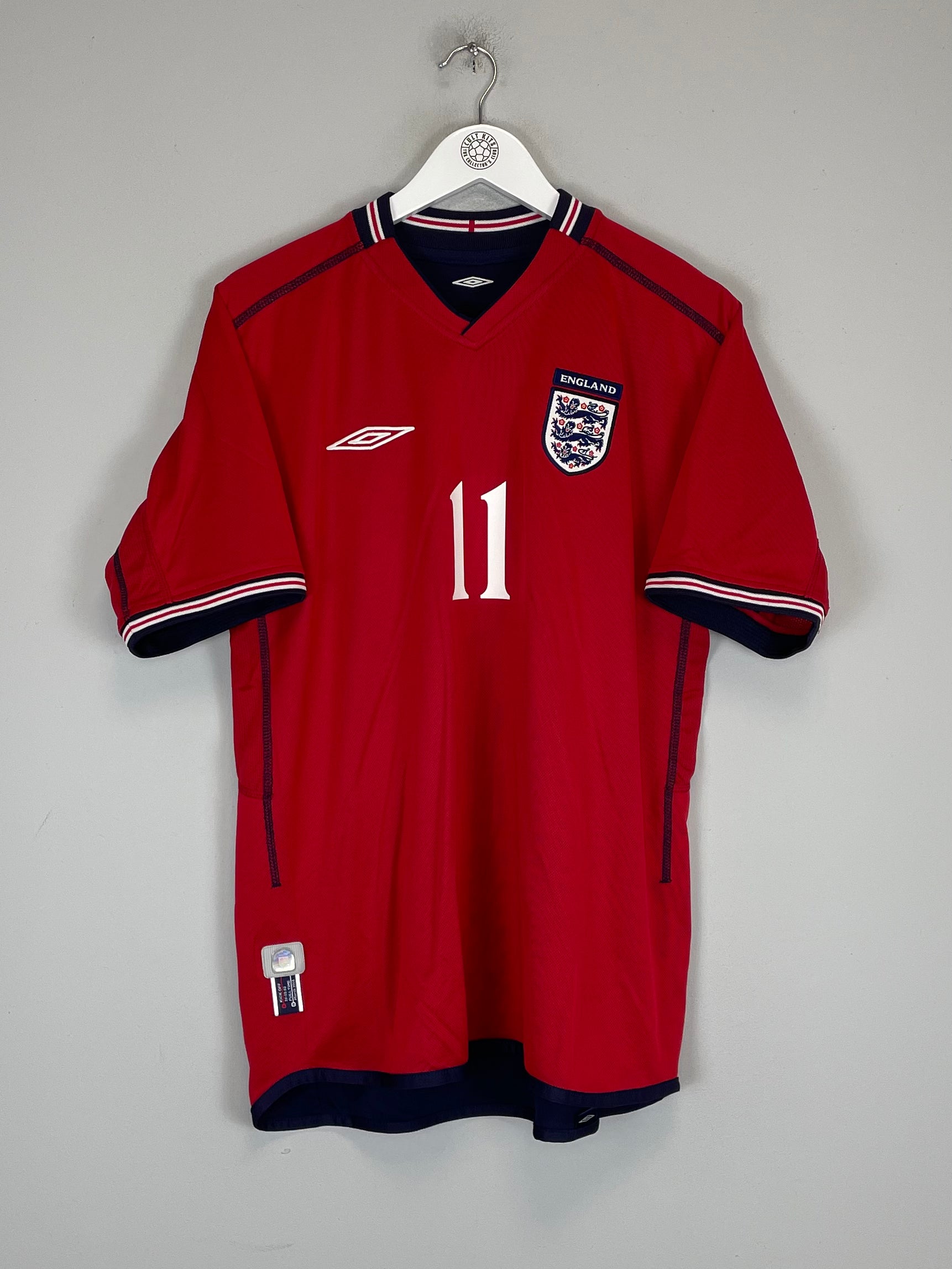 Shop 2002/04 ENGLAND HESKEY #11 AWAY SHIRT (L) UMBRO, classic football shirts, vintage football shirts & retro soccer jerseys at Cult Kits
