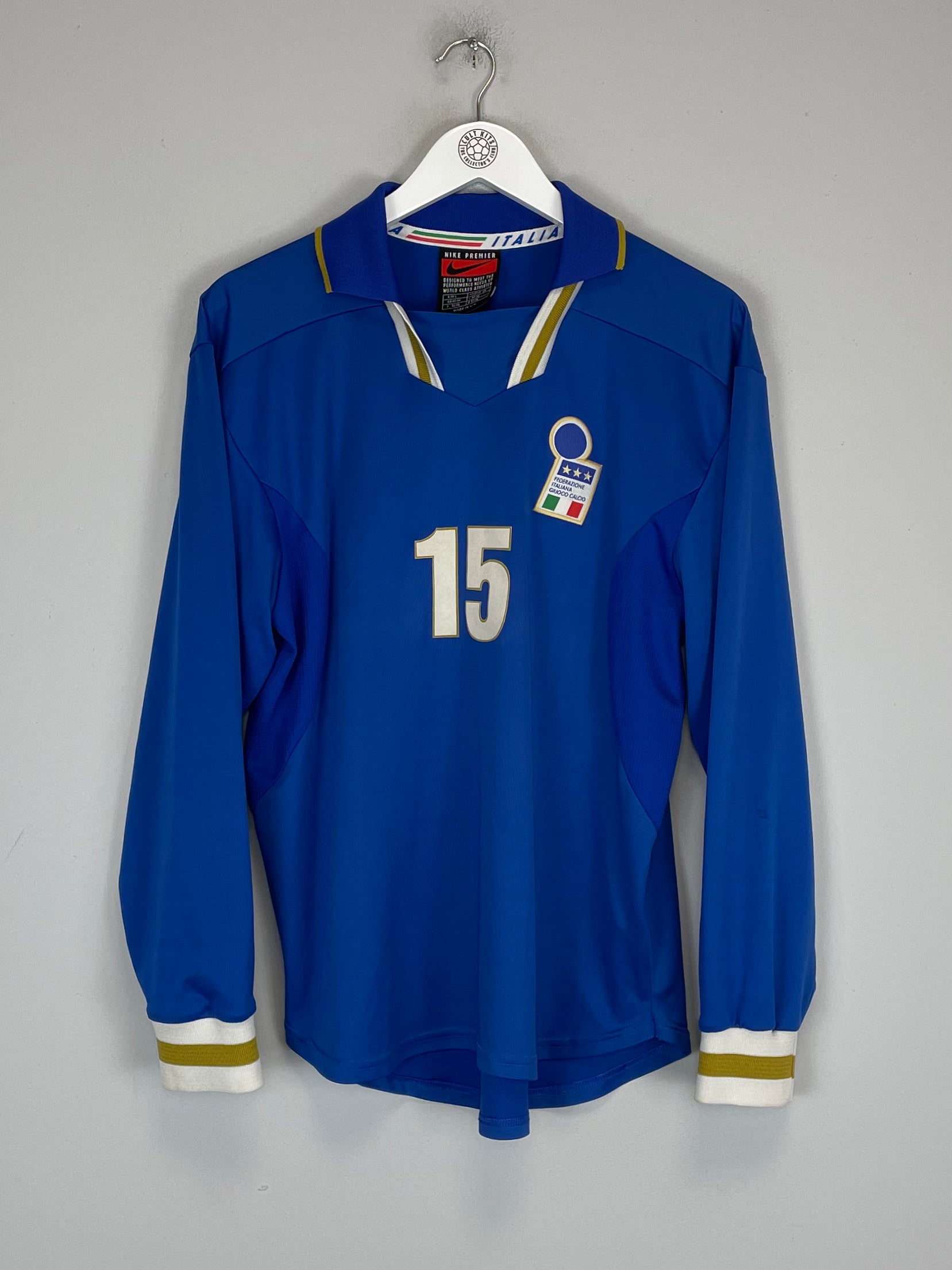 Shop 1996/97 ITALY #15 L/S *PLAYER ISSUE* HOME SHIRT (L) NIKE, classic football shirts, vintage football shirts & retro soccer jerseys at Cult Kits