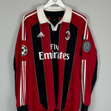 Shop 2012/13 AC MILAN ROBINHO #7 L/S C/L HOME SHIRT (L) ADIDAS, classic football shirts, vintage football shirts & retro soccer jerseys at Cult Kits