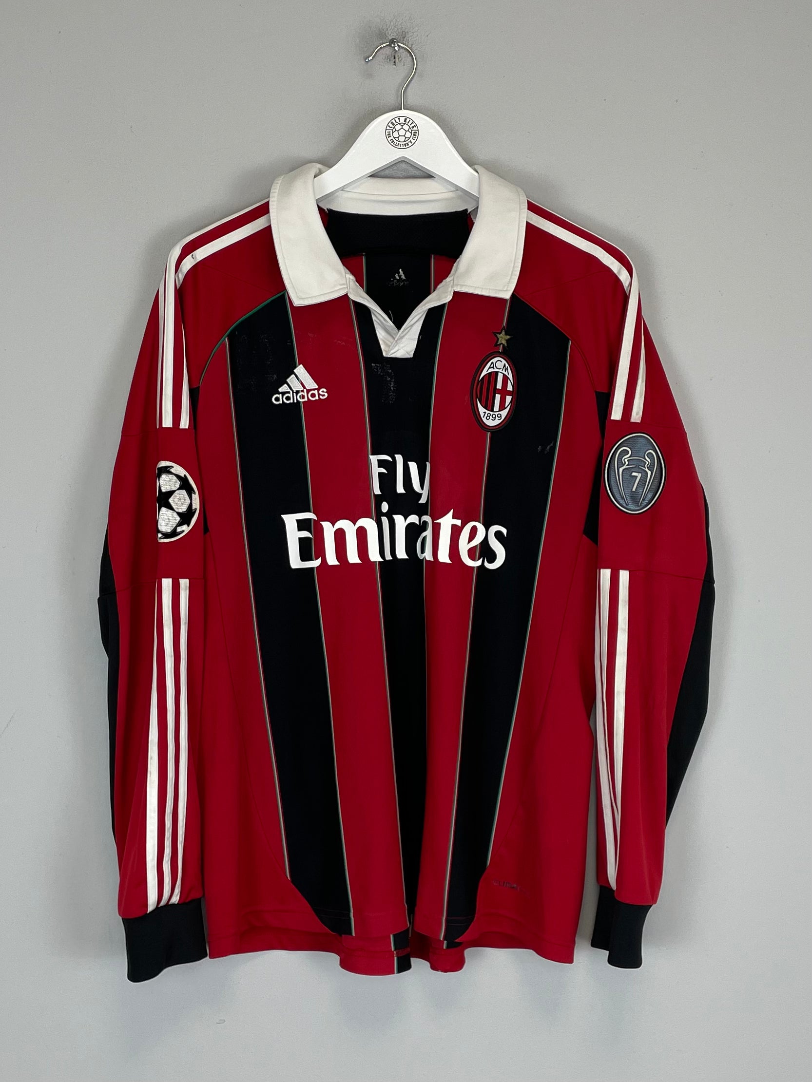 Shop 2012/13 AC MILAN ROBINHO #7 L/S C/L HOME SHIRT (L) ADIDAS, classic football shirts, vintage football shirts & retro soccer jerseys at Cult Kits