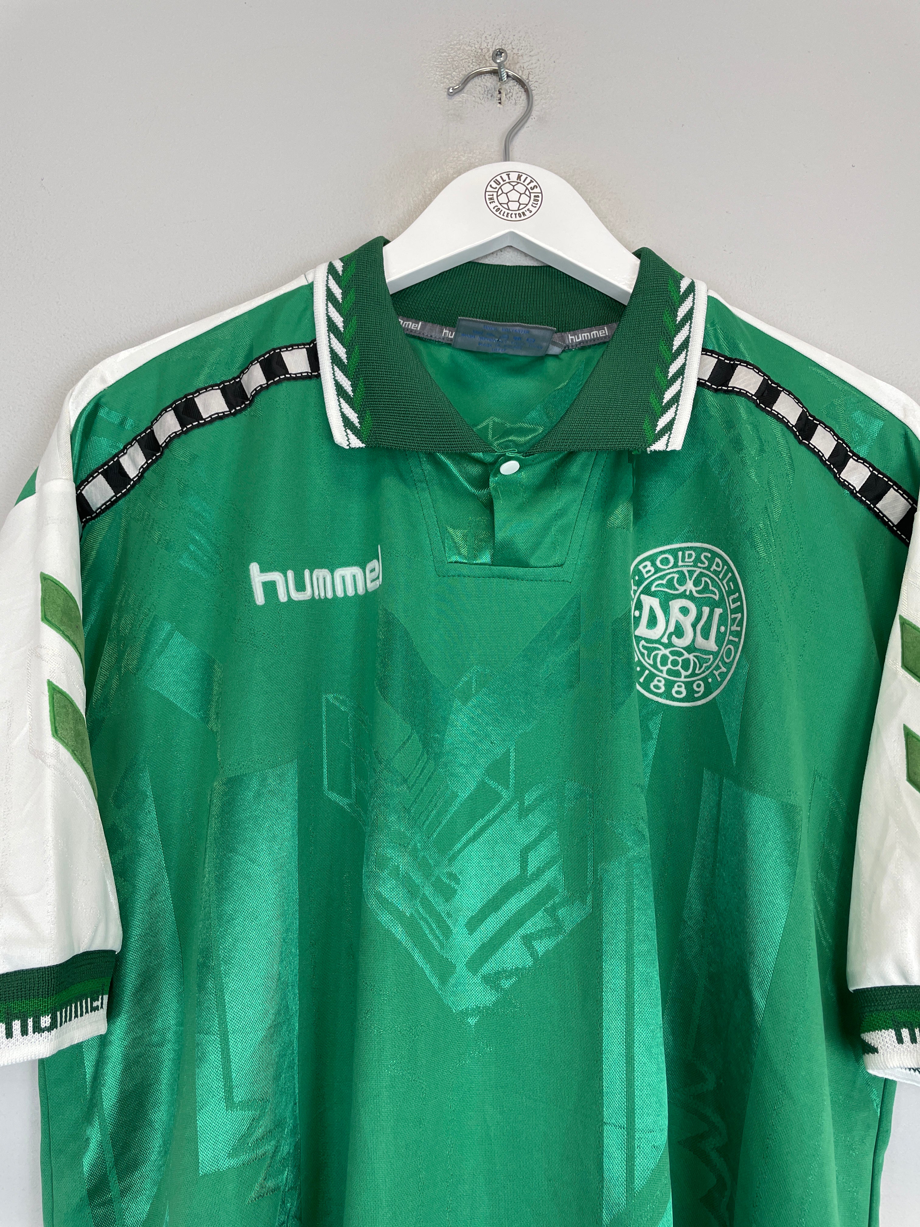 Shop 1996 DENMARK FOURTH SHIRT (XXL) HUMMEL, classic football shirts, vintage football shirts & retro soccer jerseys at Cult Kits
