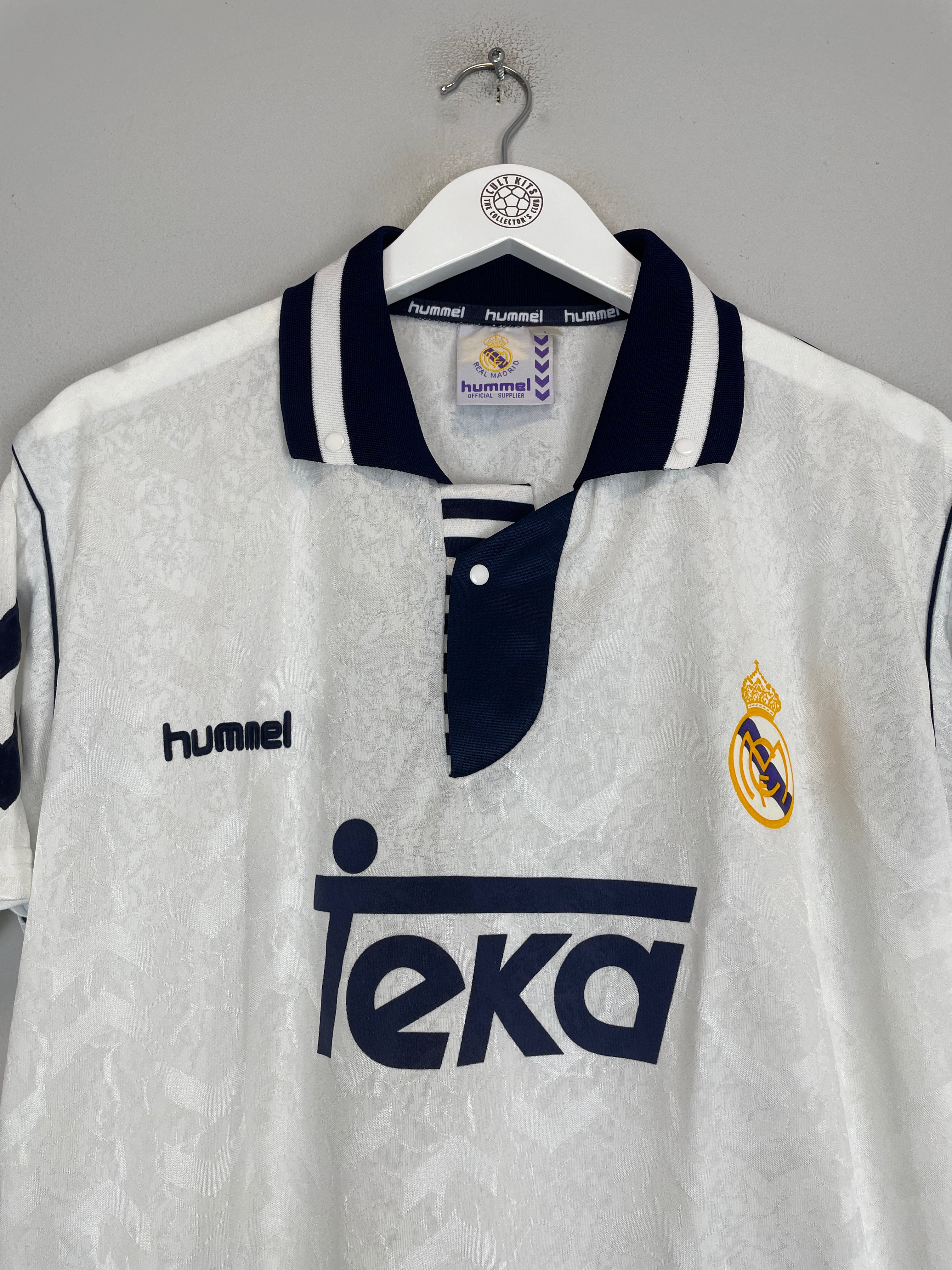 Shop 1992/93 REAL MADRID *MINT* HOME SHIRT (L) HUMMEL, classic football shirts, vintage football shirts & retro soccer jerseys at Cult Kits