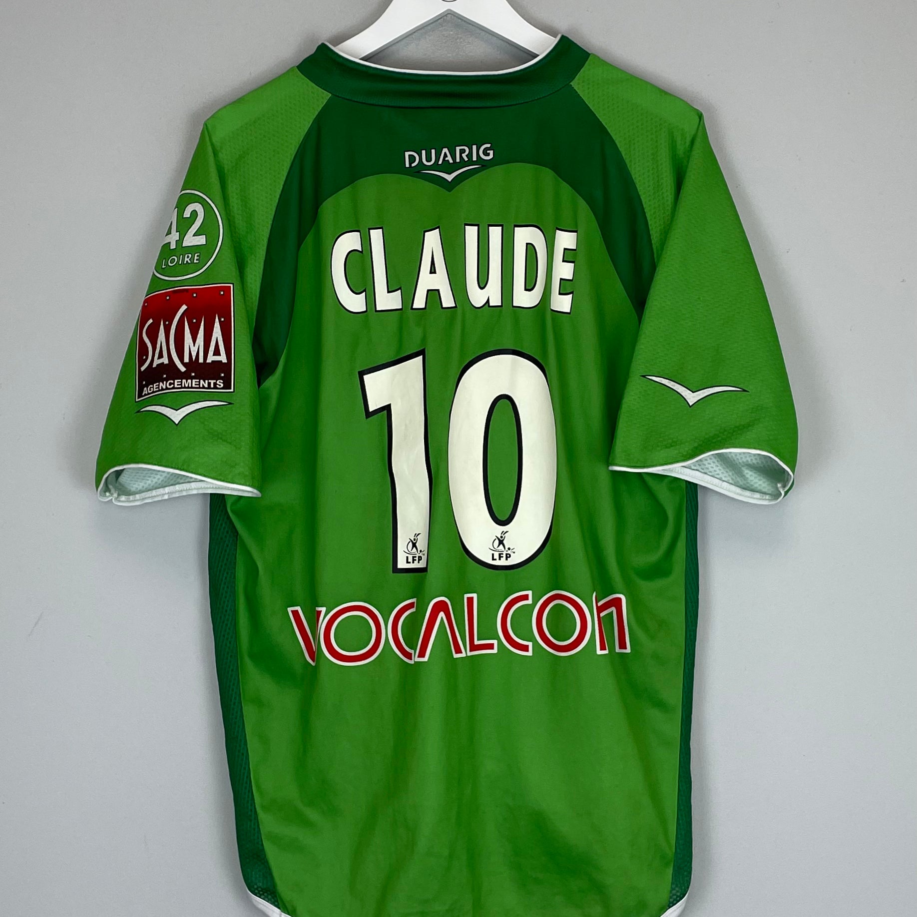 Shop 2004/05 ST ETIENNE CLAUDE #10 HOME SHIRT (L) DUARIG, classic football shirts, vintage football shirts & retro soccer jerseys at Cult Kits