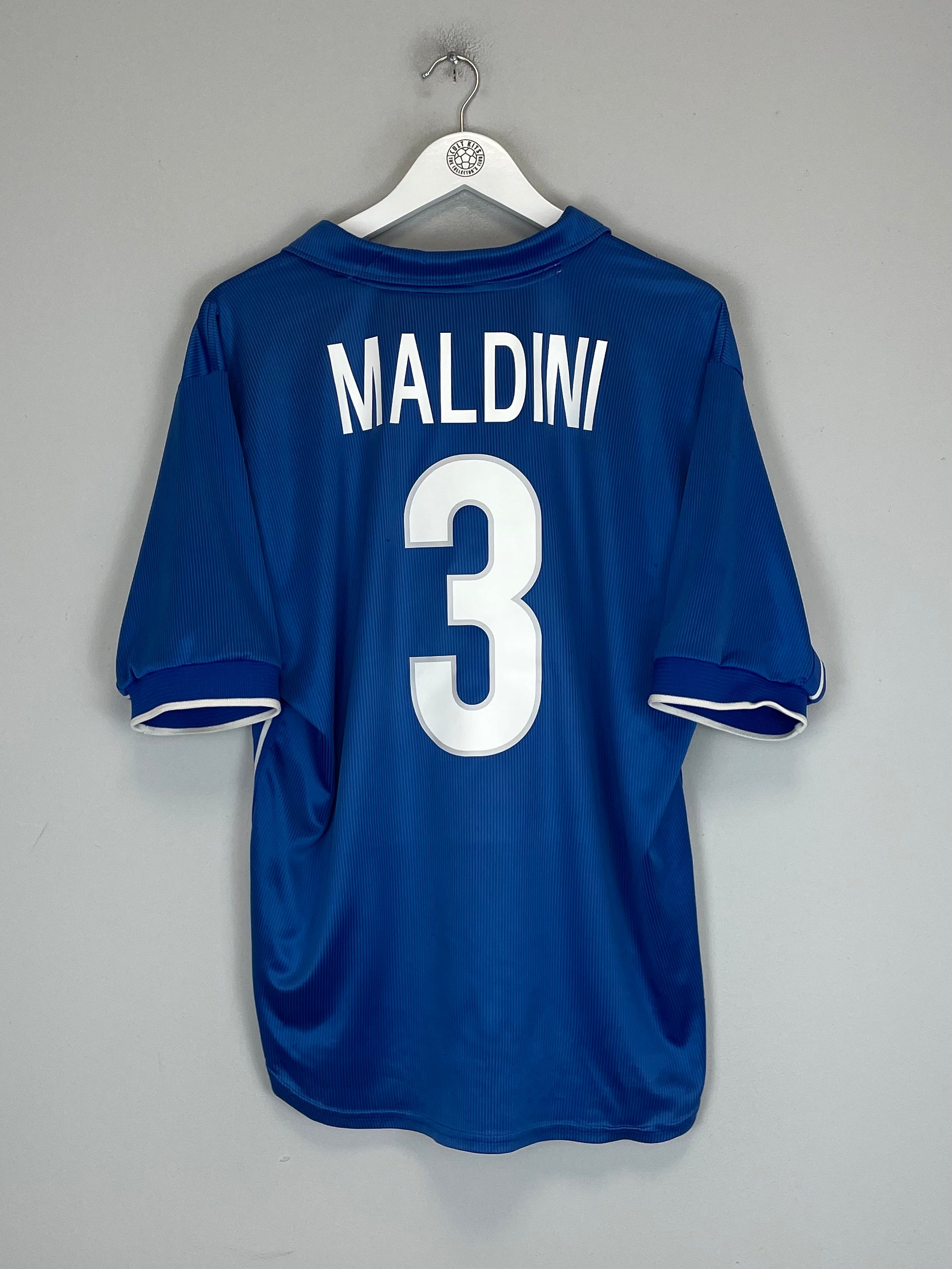 Shop 1997/98 ITALY MALDINI #3 HOME SHIRT (L) NIKE, classic football shirts, vintage football shirts & retro soccer jerseys at Cult Kits