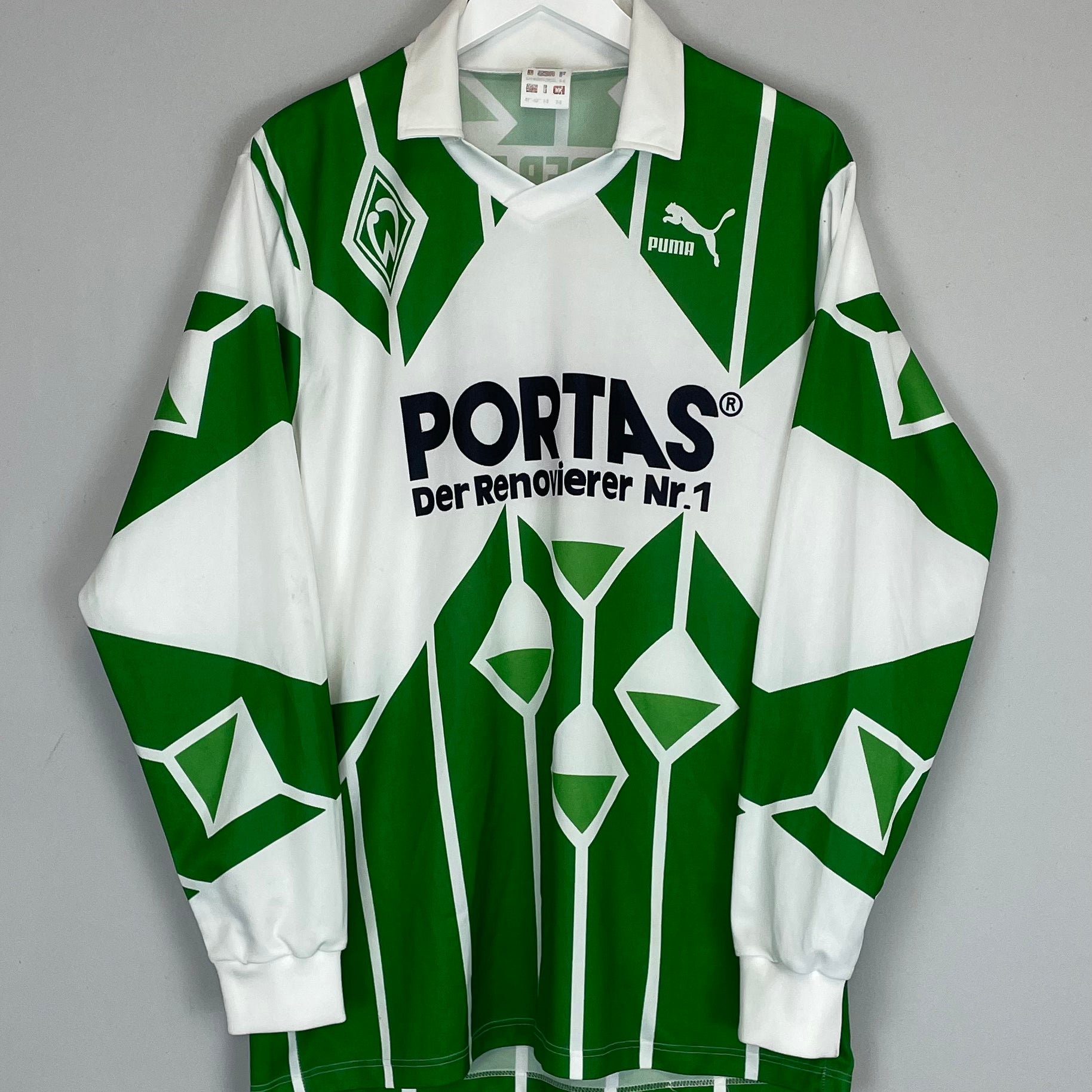 Shop 1991/92 WERDER BREMEN L/S AWAY SHIRT (L) PUMA, classic football shirts, vintage football shirts & retro soccer jerseys at Cult Kits
