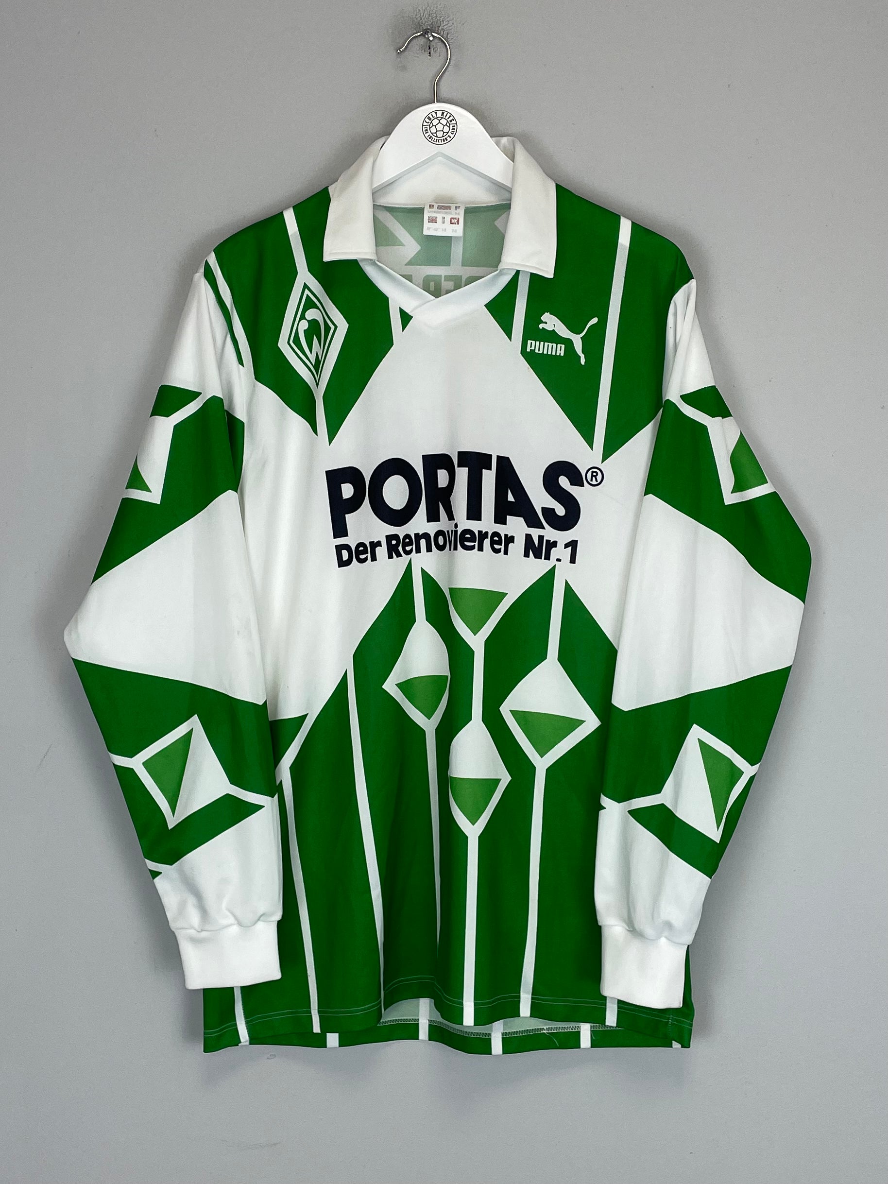 Shop 1991/92 WERDER BREMEN L/S AWAY SHIRT (L) PUMA, classic football shirts, vintage football shirts & retro soccer jerseys at Cult Kits