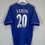 Shop 2003/05 CHELSEA VERON #20 HOME SHIRT (L) UMBRO, classic football shirts, vintage football shirts & retro soccer jerseys at Cult Kits
