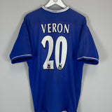 Shop 2003/05 CHELSEA VERON #20 HOME SHIRT (L) UMBRO, classic football shirts, vintage football shirts & retro soccer jerseys at Cult Kits