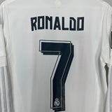 Shop 2015/16 REAL MADRID RONALDO #7 L/S HOME SHIRT (M) ADIDAS, classic football shirts, vintage football shirts & retro soccer jerseys at Cult Kits