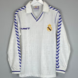 1989/90 REAL MADRID L/S *MINT* HOME SHIRT (L) HUMMEL
