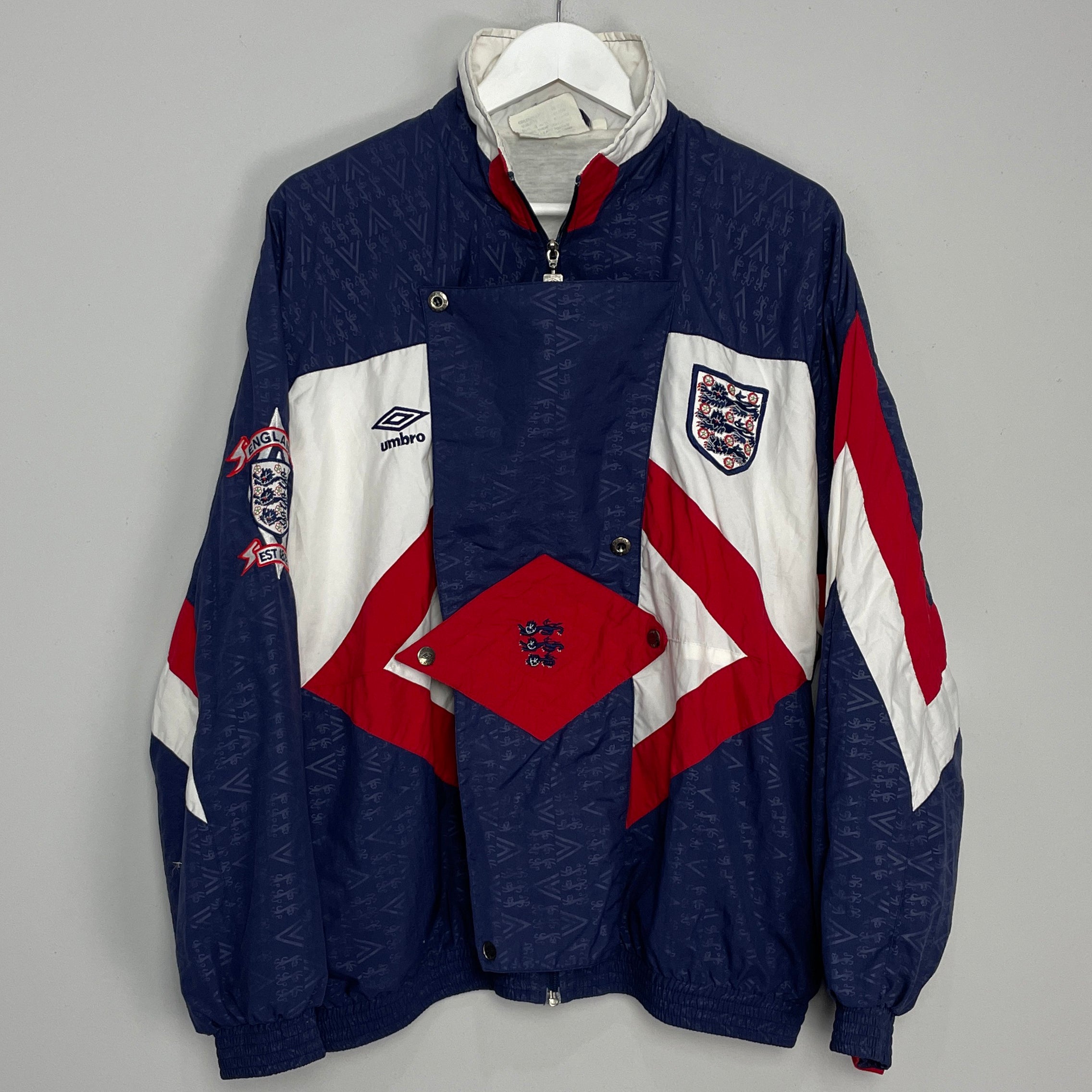 Shop 1990/92 ENGLAND TRACK JACKET (M) UMBRO, classic football shirts, vintage football shirts & retro soccer jerseys at Cult Kits