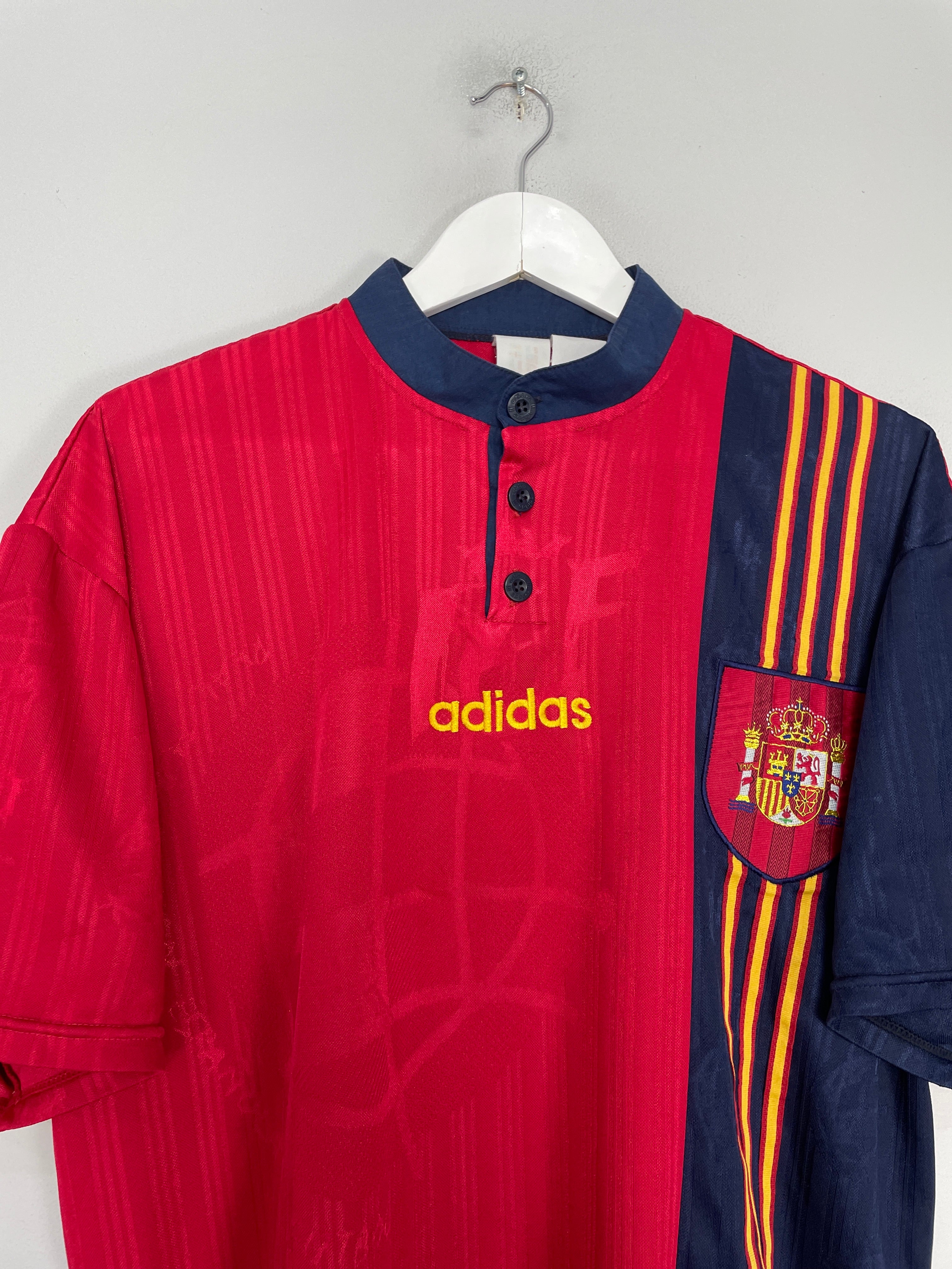 Shop 1996/98 SPAIN HOME SHIRT (M) ADIDAS, classic football shirts, vintage football shirts & retro soccer jerseys at Cult Kits