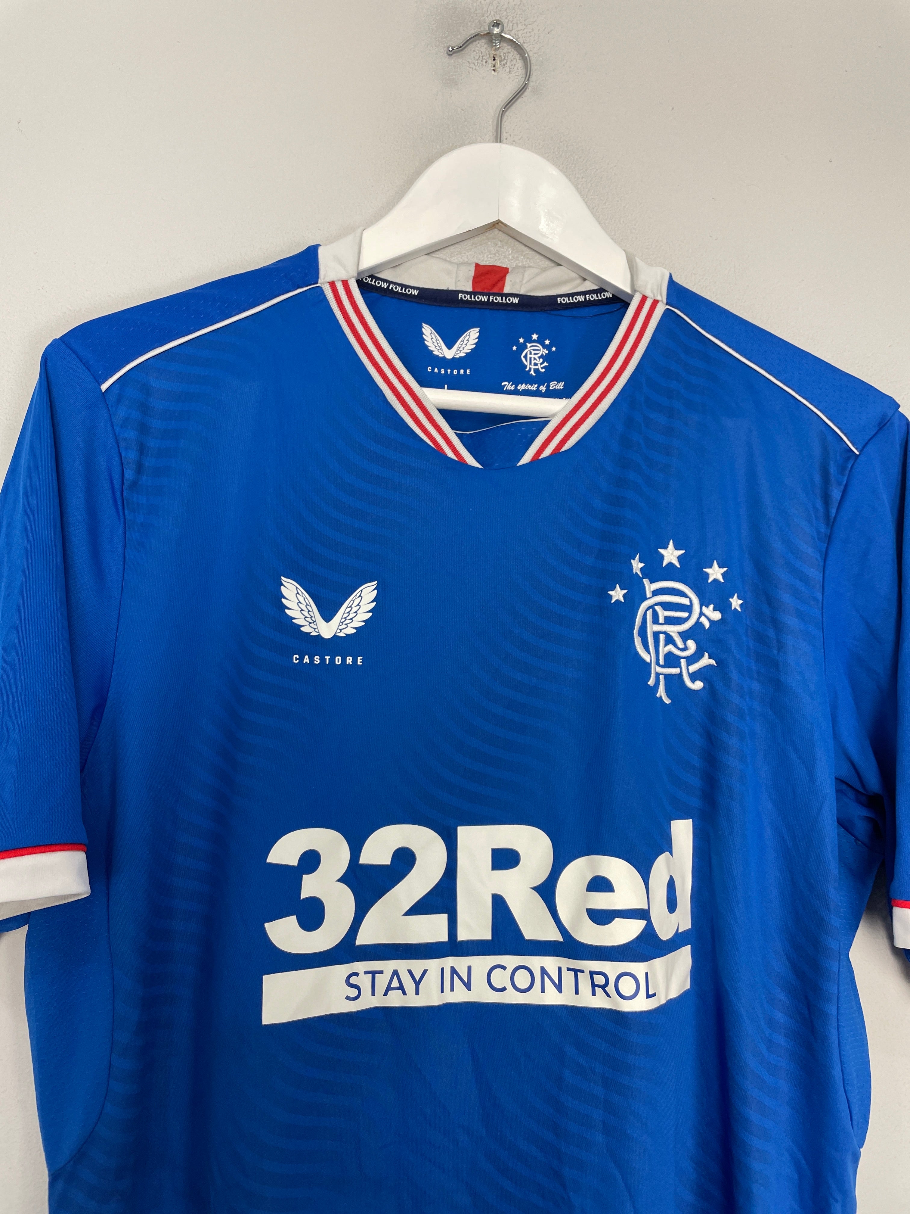 Shop 2020/21 RANGERS HOME SHIRT (L) CASTORE, classic football shirts, vintage football shirts & retro soccer jerseys at Cult Kits